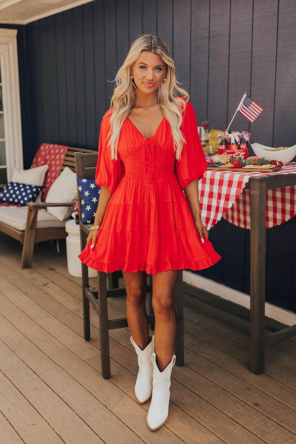 Whispering Muse Smocked Mini Dress In Red Product Image