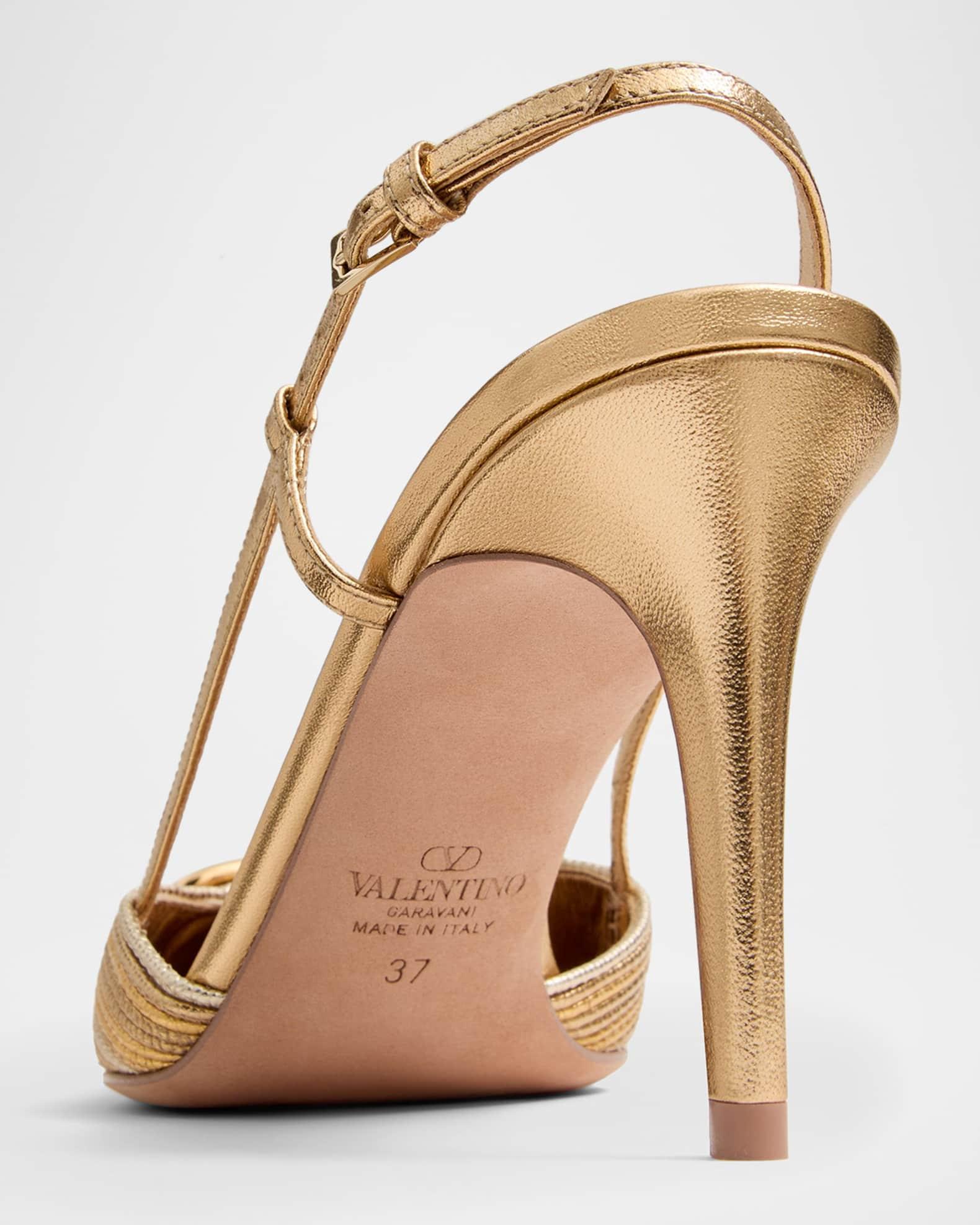VLogo Metallic Slingback Pumps Product Image
