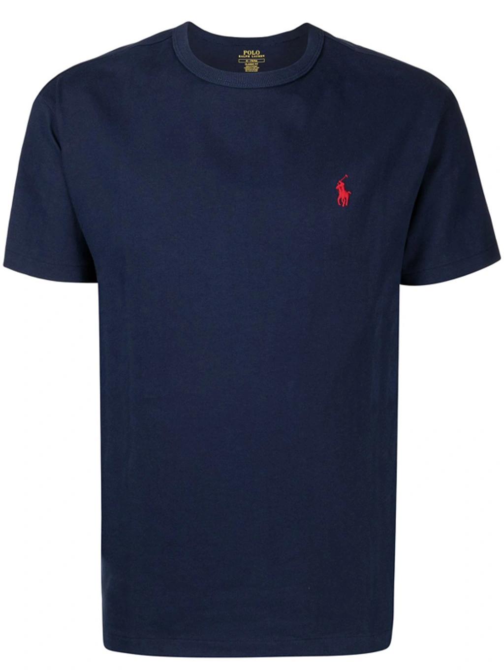 POLO RALPH LAUREN Slim-fit Logo-embroidered Cotton-jersey T-shirt In Navy Product Image