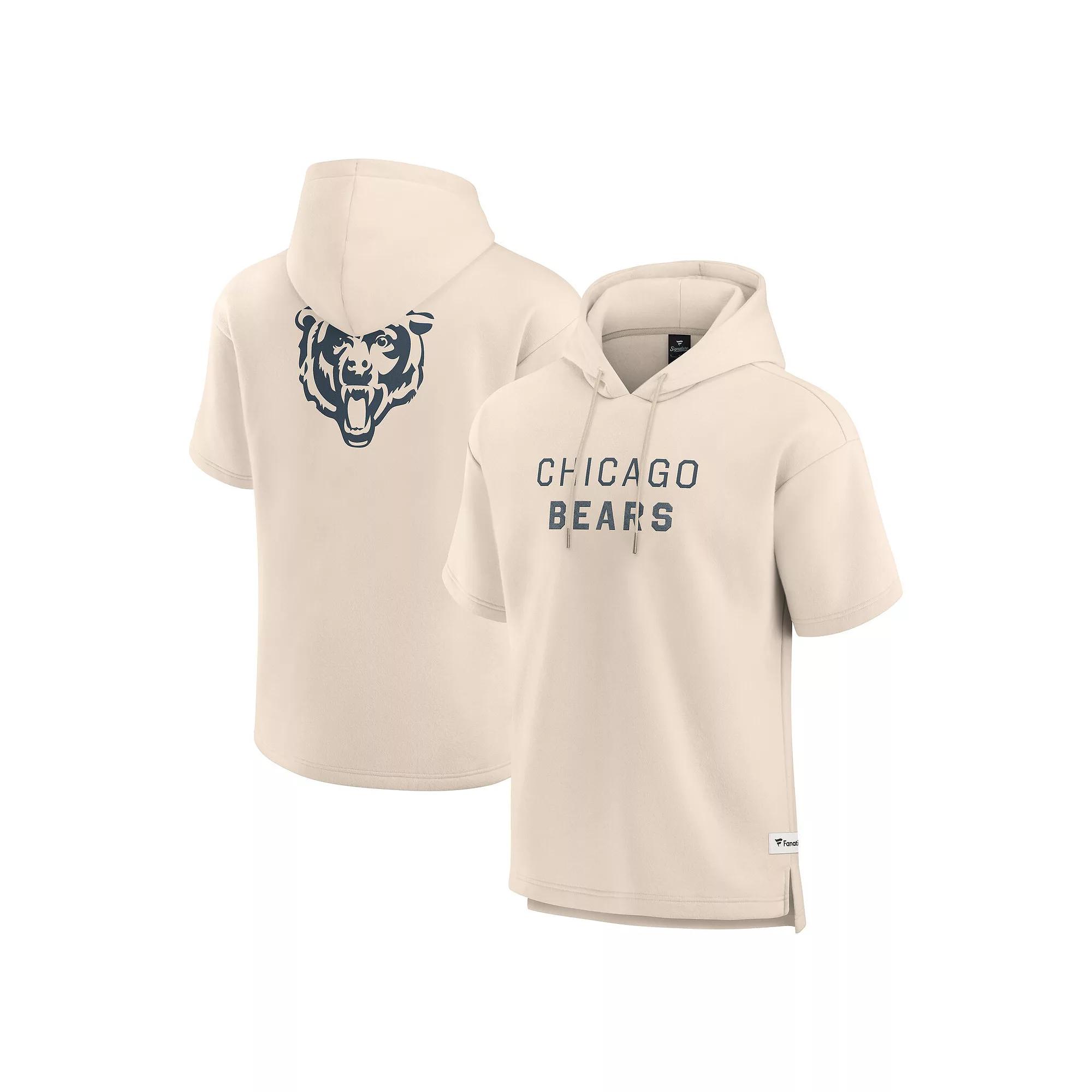Men's Fanatics Cream Chicago Bears Elements Future Ground Lettering Short Sleeve Pullover Hoodie,  Product Image