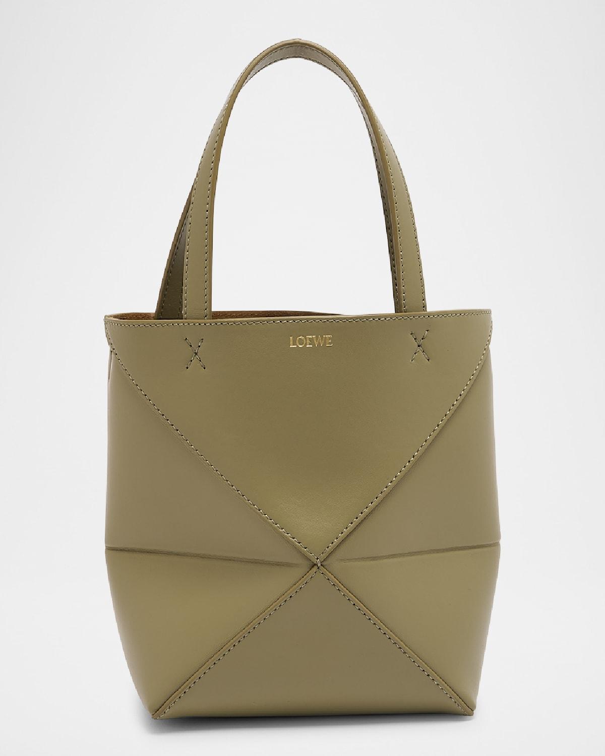 Puzzle Fold Mini Tote Bag in Shiny Leather Product Image