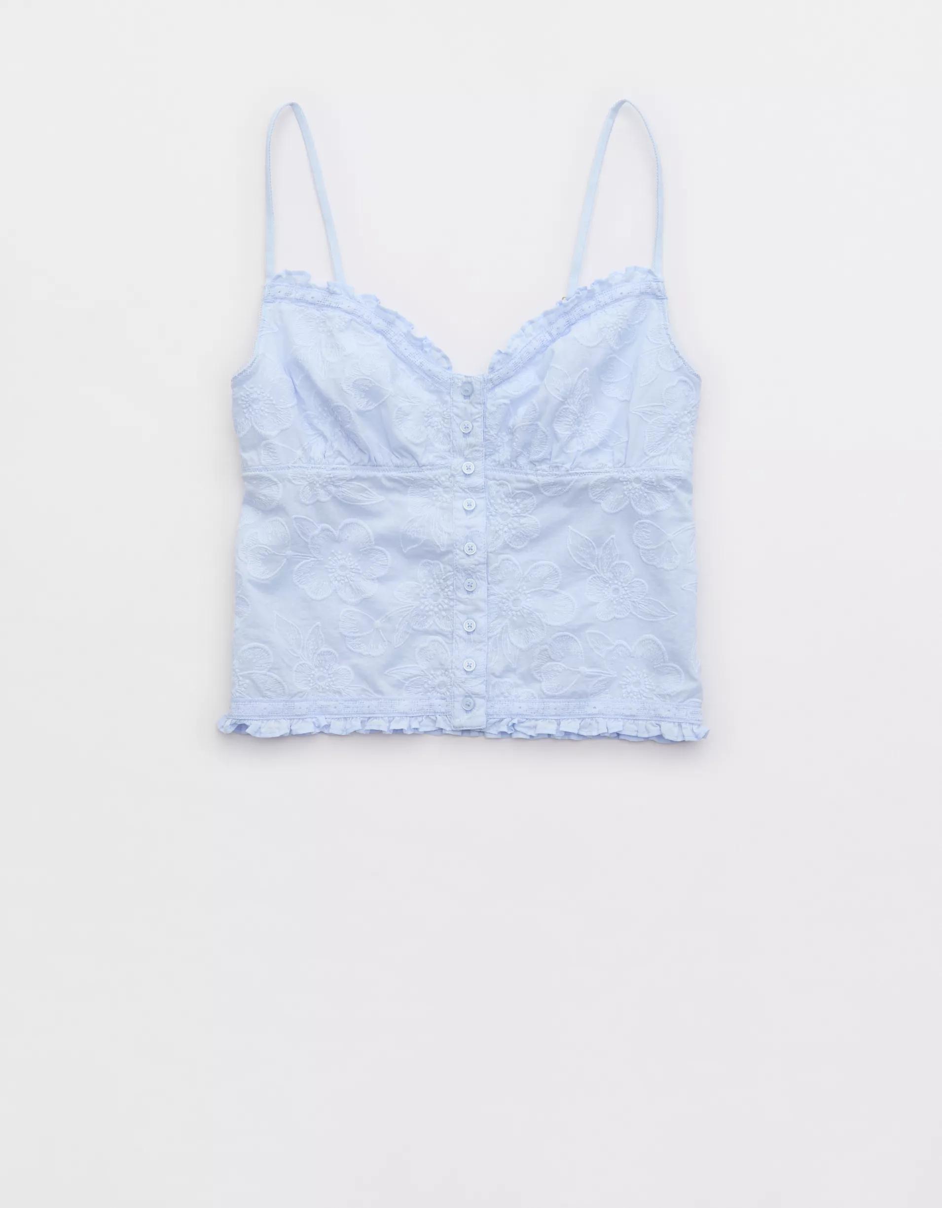 Aerie Off-Duty Embroidered Cotton Tank Top Product Image