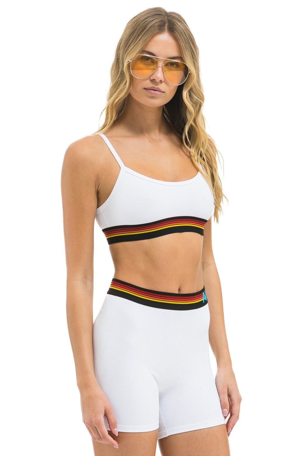 LOGO 4 INCH HI-RISE BIKER SHORT - WHITE Female Product Image