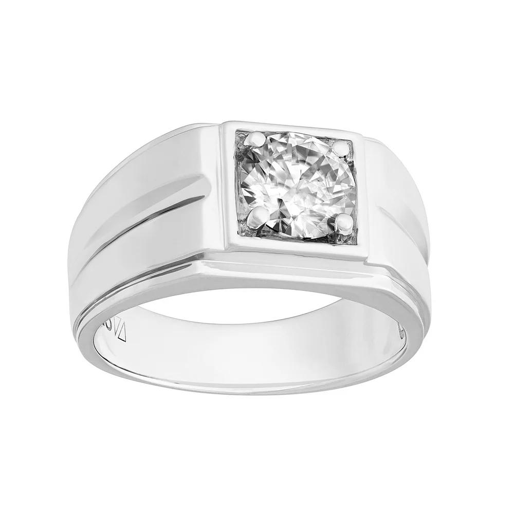Men's AXL Sterling Silver Lab-Created Moissanite Solitaire Ring, Size: 9 Product Image