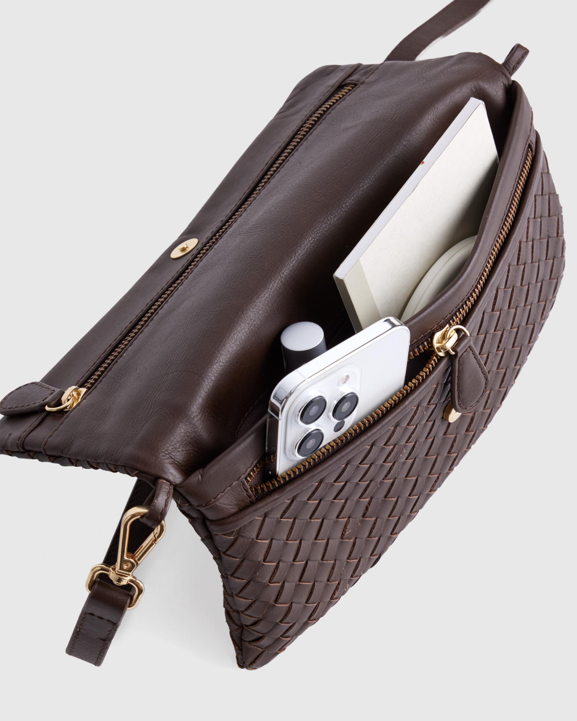 Quince | Women's Italian Leather Handwoven Convertible Clutch Product Image