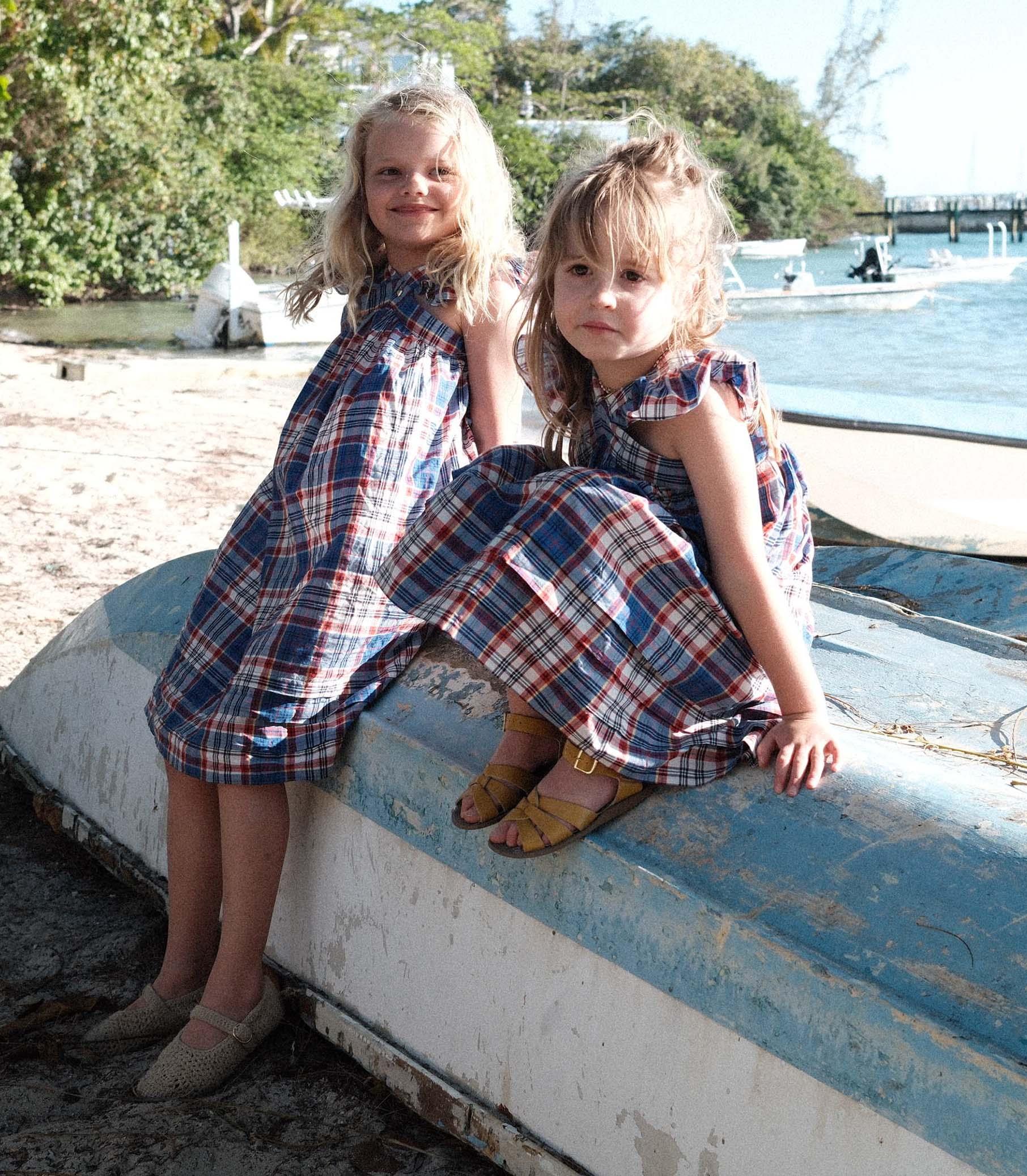 LITTLE NISHA DRESS -- COTE D’AZUR PLAID Product Image