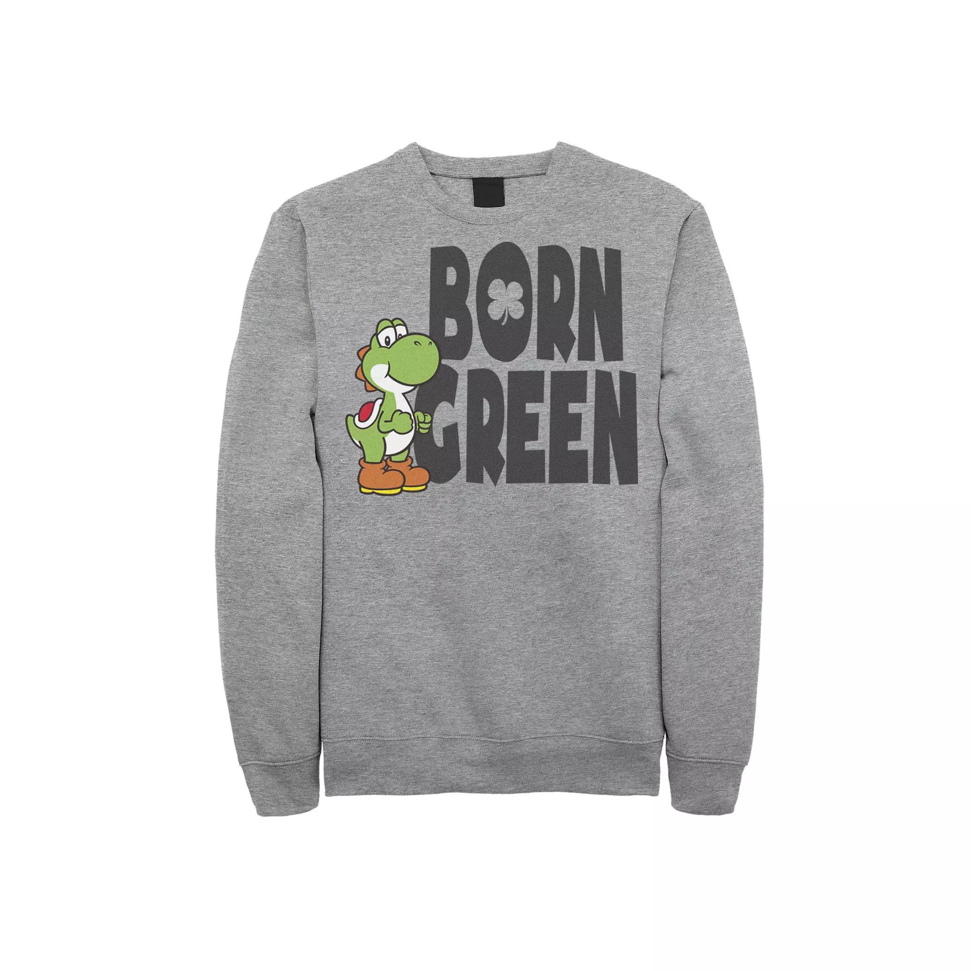 Men's Nintendo Super Mario Born Green St Patricks Day Sweatshirt,  Product Image