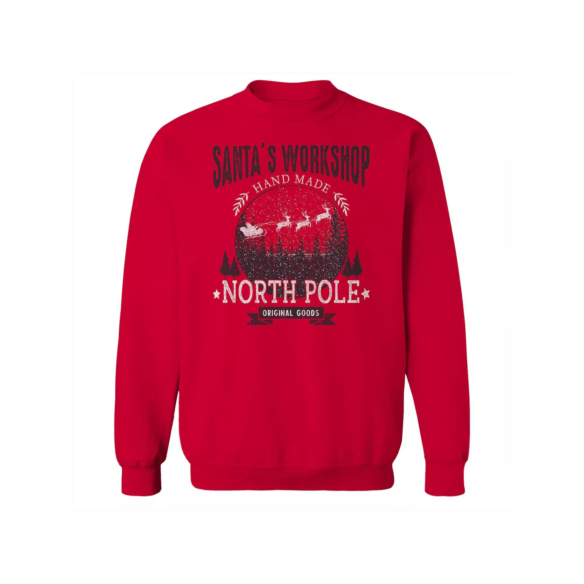 Men's Santa's Workshop Christmas Graphic Fleece Sweatshirt, Women's, Size: XXL, Red Product Image