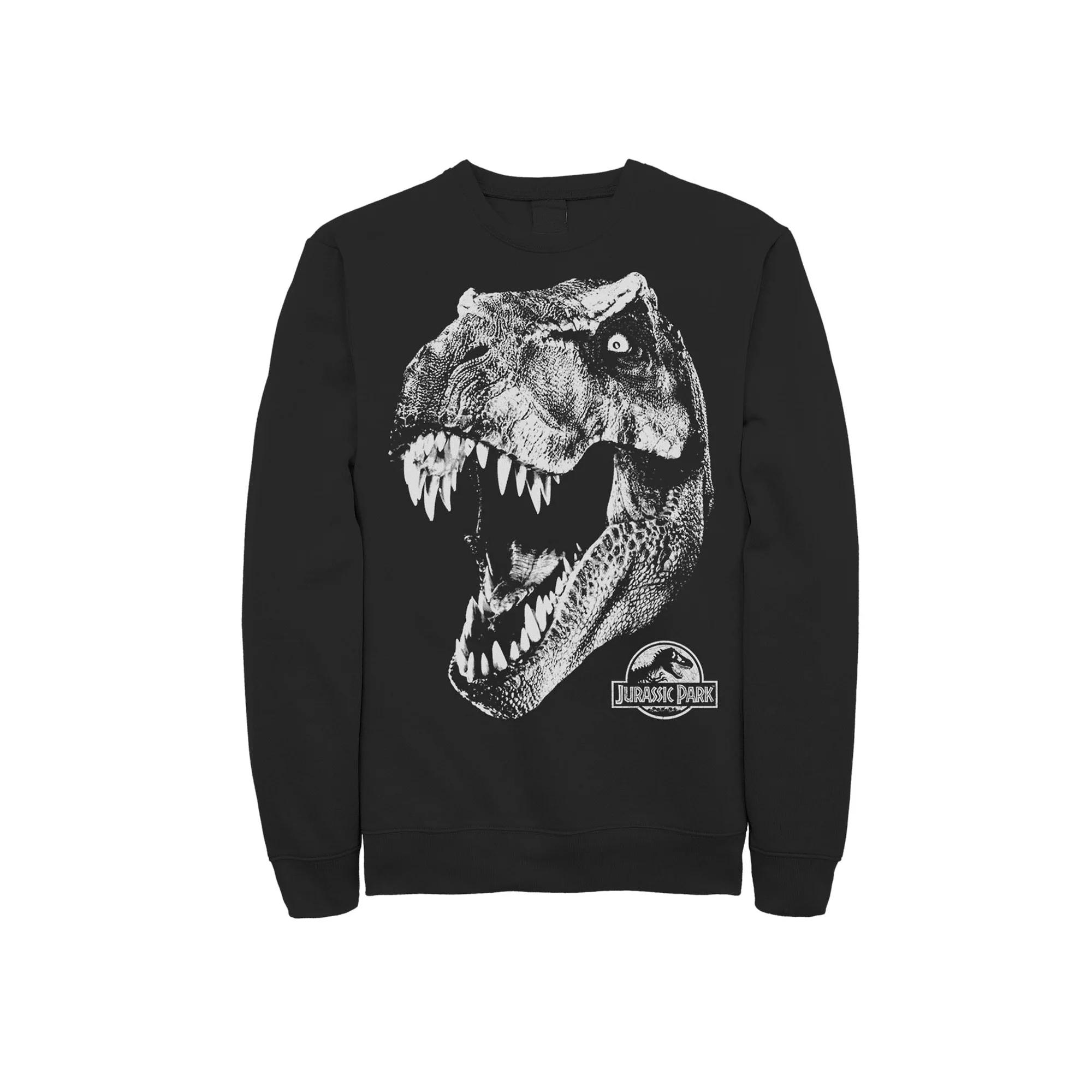 Men's Jurassic Park T-Rex White Head Roaring Fleece Graphic Pullover,  Product Image