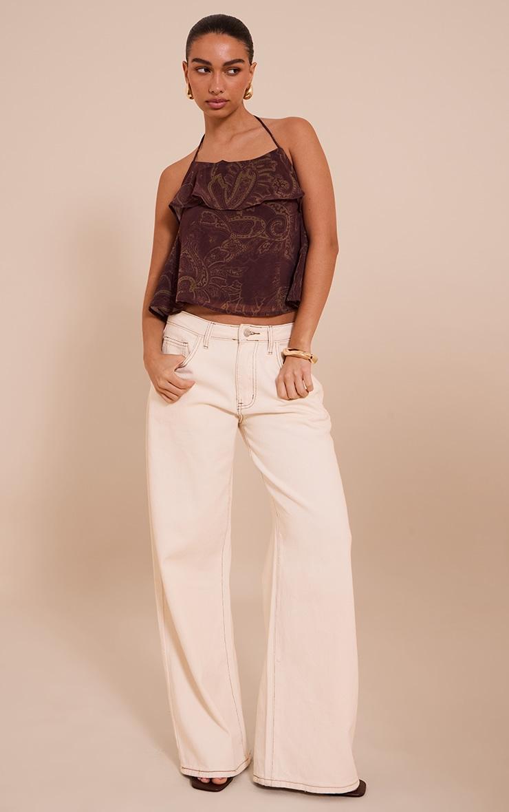 Brown Paisley Print Chiffon Halter Cami Top Product Image