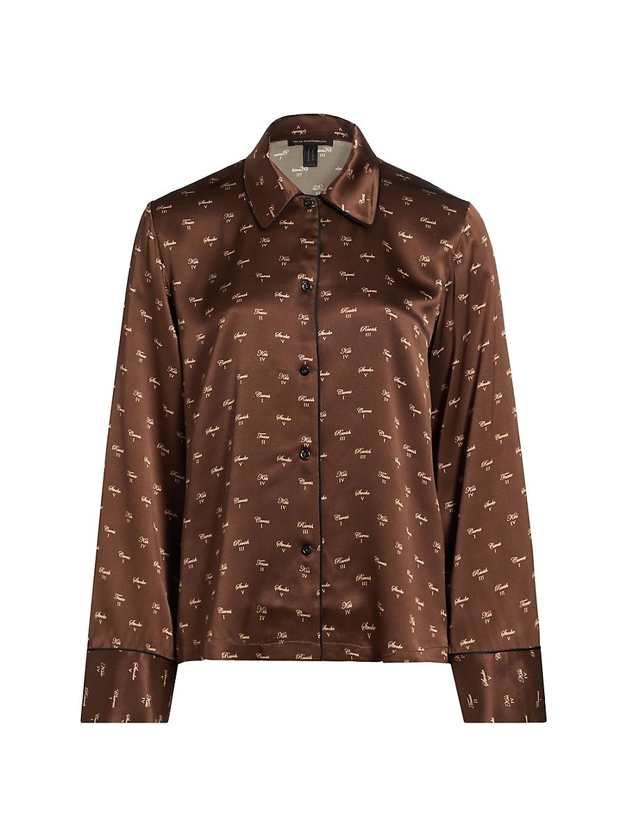 Womens Kiki Printed Silk Lounge Top Product Image