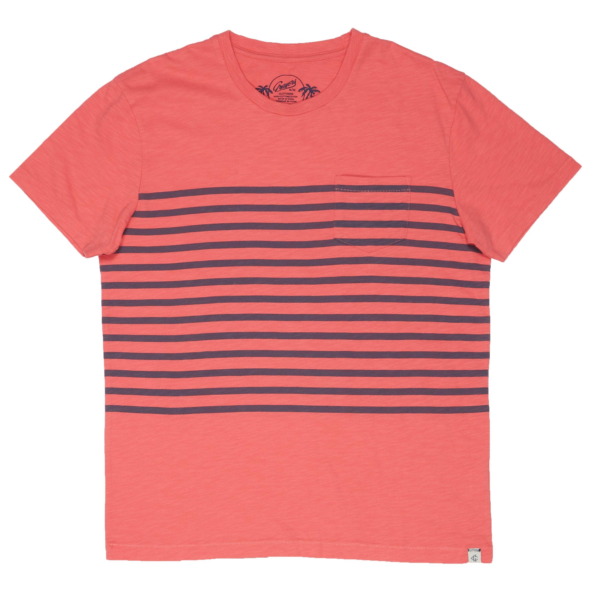 Breton Stripe Tee - Navy Print on Faded Red * Product Image