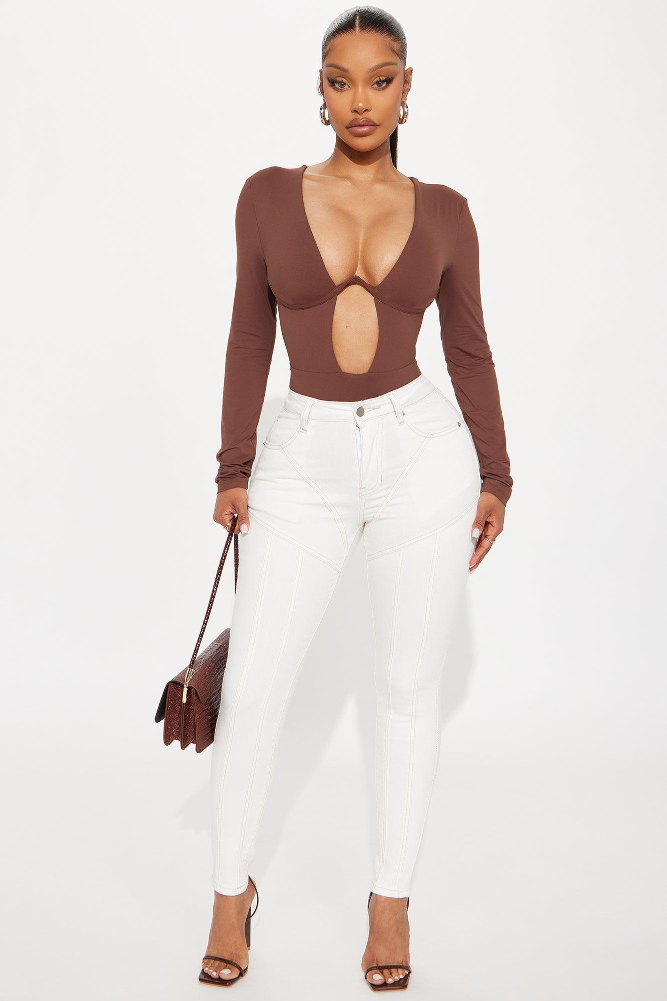 Eliza Long Sleeve Bodysuit - Chocolate Female Product Image