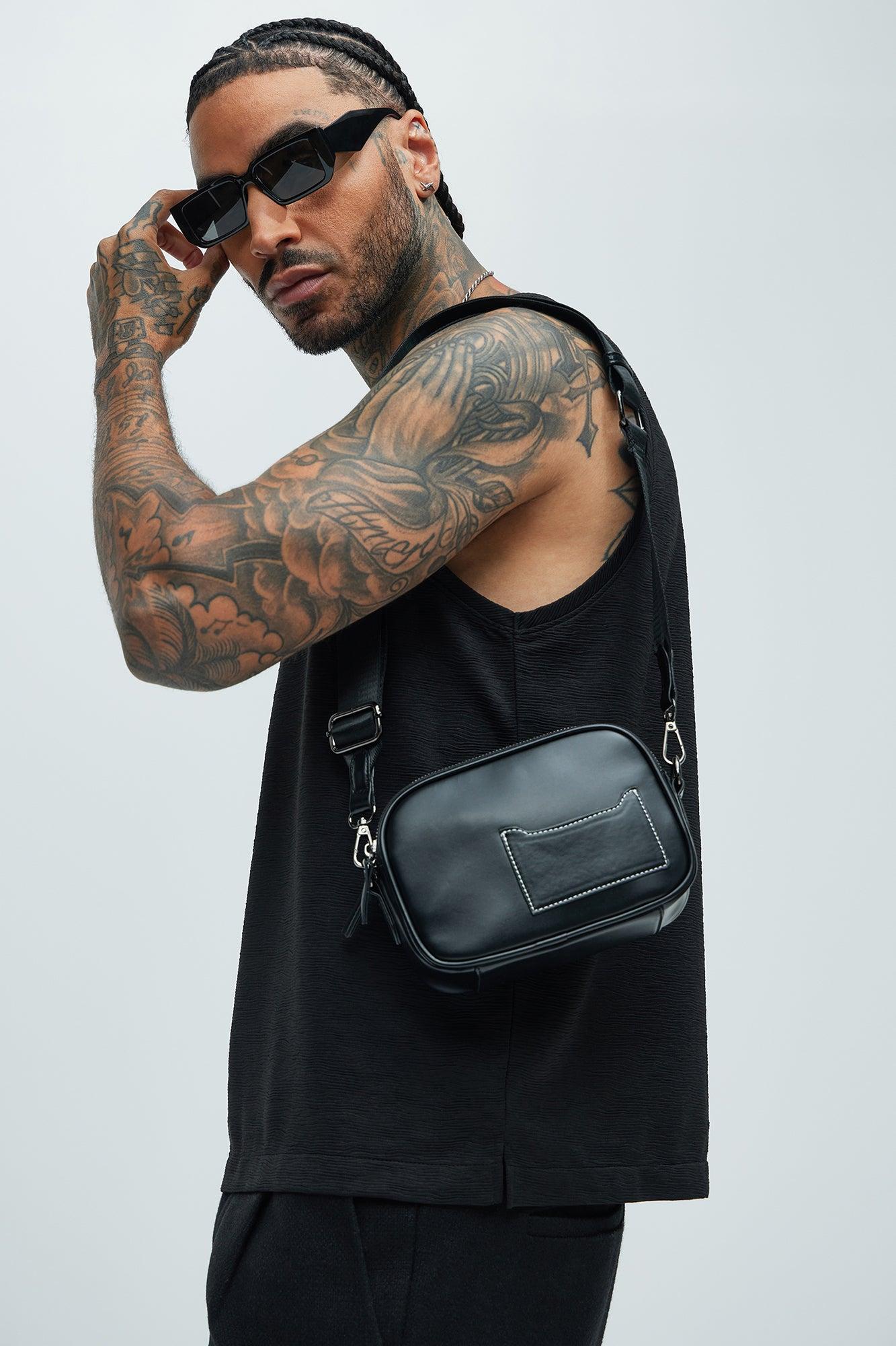 Feature Me Faux Leather Crossbody Bag - Black Product Image