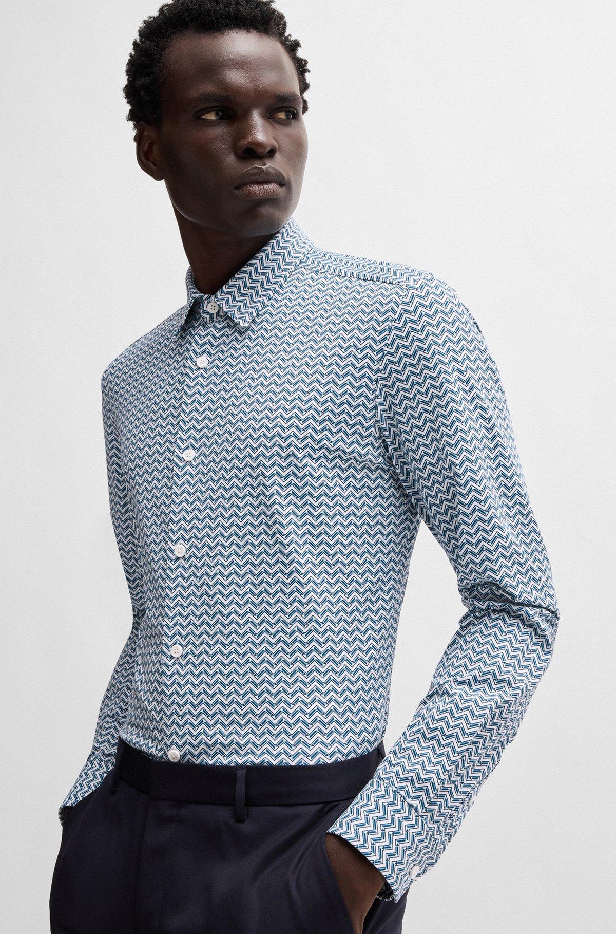 Slim-fit shirt in printed performance-stretch fabric Product Image