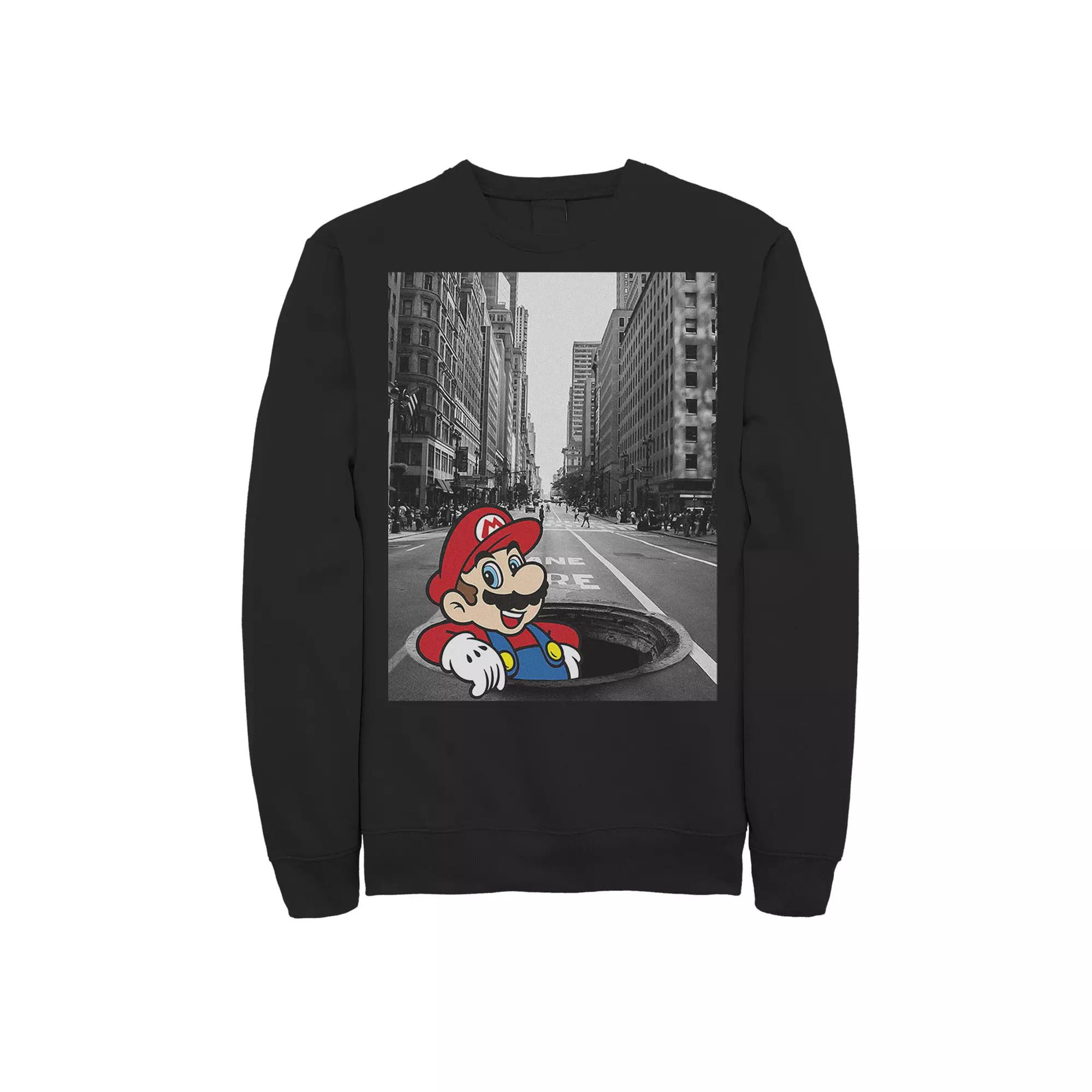 Mens Nintendo Super Mario Street Pop And White Photo Sweatshirt Product Image