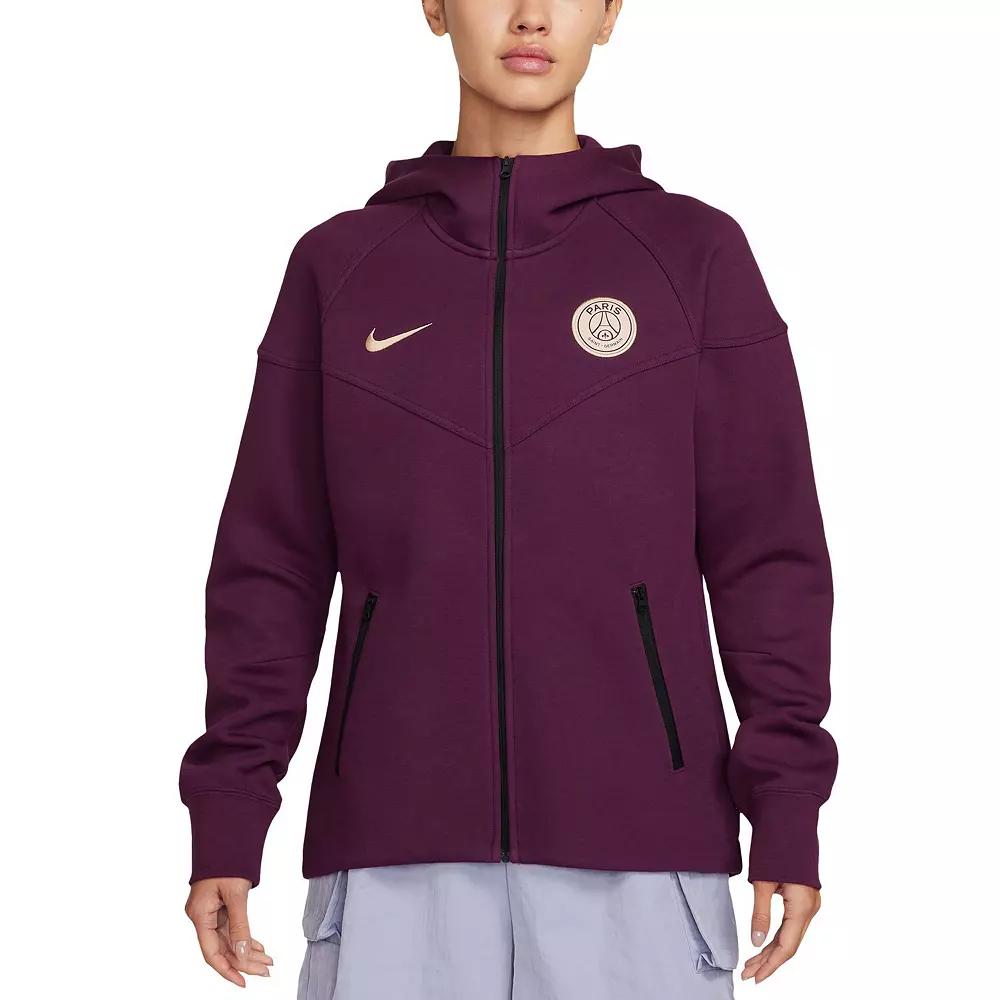 Women's Nike Burgundy Paris Saint-Germain 2024/25 Tech Fleece Full-Zip Hoodie,  Product Image