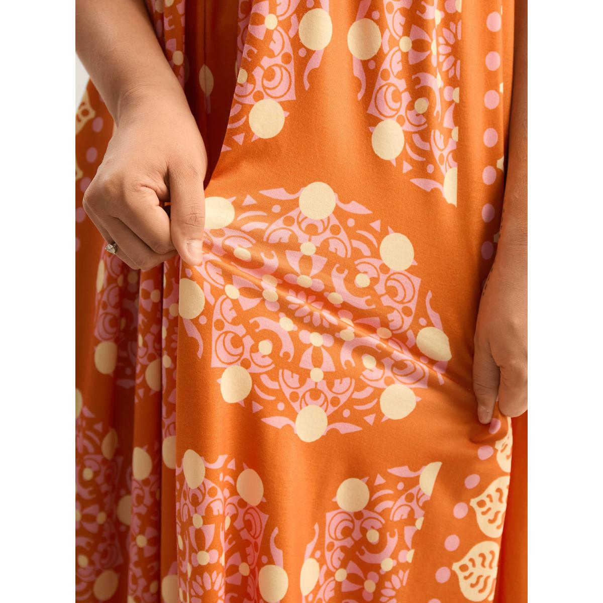 Plus Size OrangeRed Sunkissed Stretchy Adjustable Strap Jumpsuit Women Boho Sleeveless Non Vacation Loose Jumpsuits BloomChic 26/4X Product Image