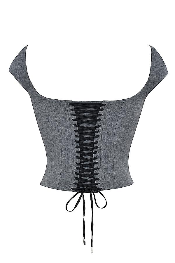 Rowena  grey lace back corset Product Image