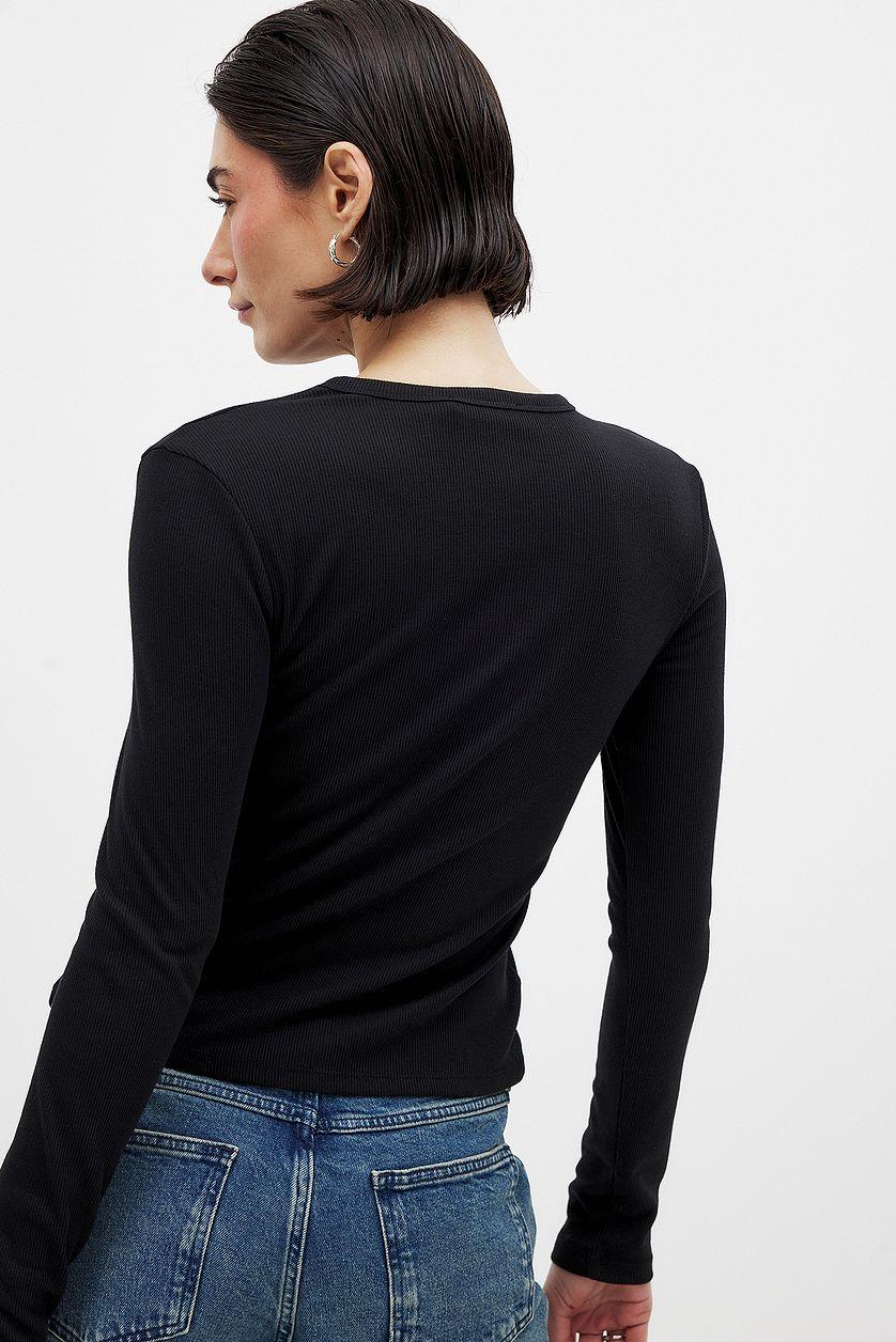 Ribbed Long Sleeved Round Neck Top Product Image