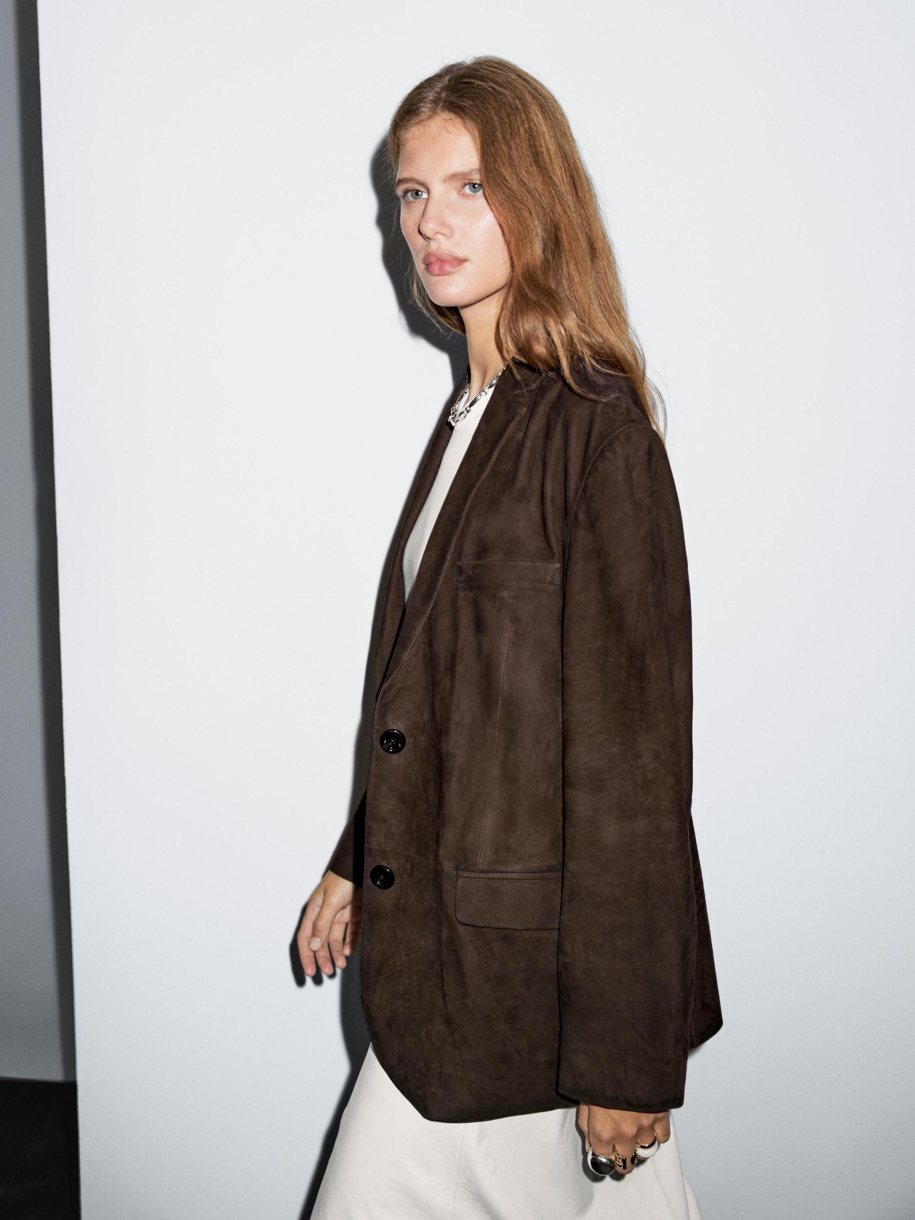 Suede leather blazer Product Image