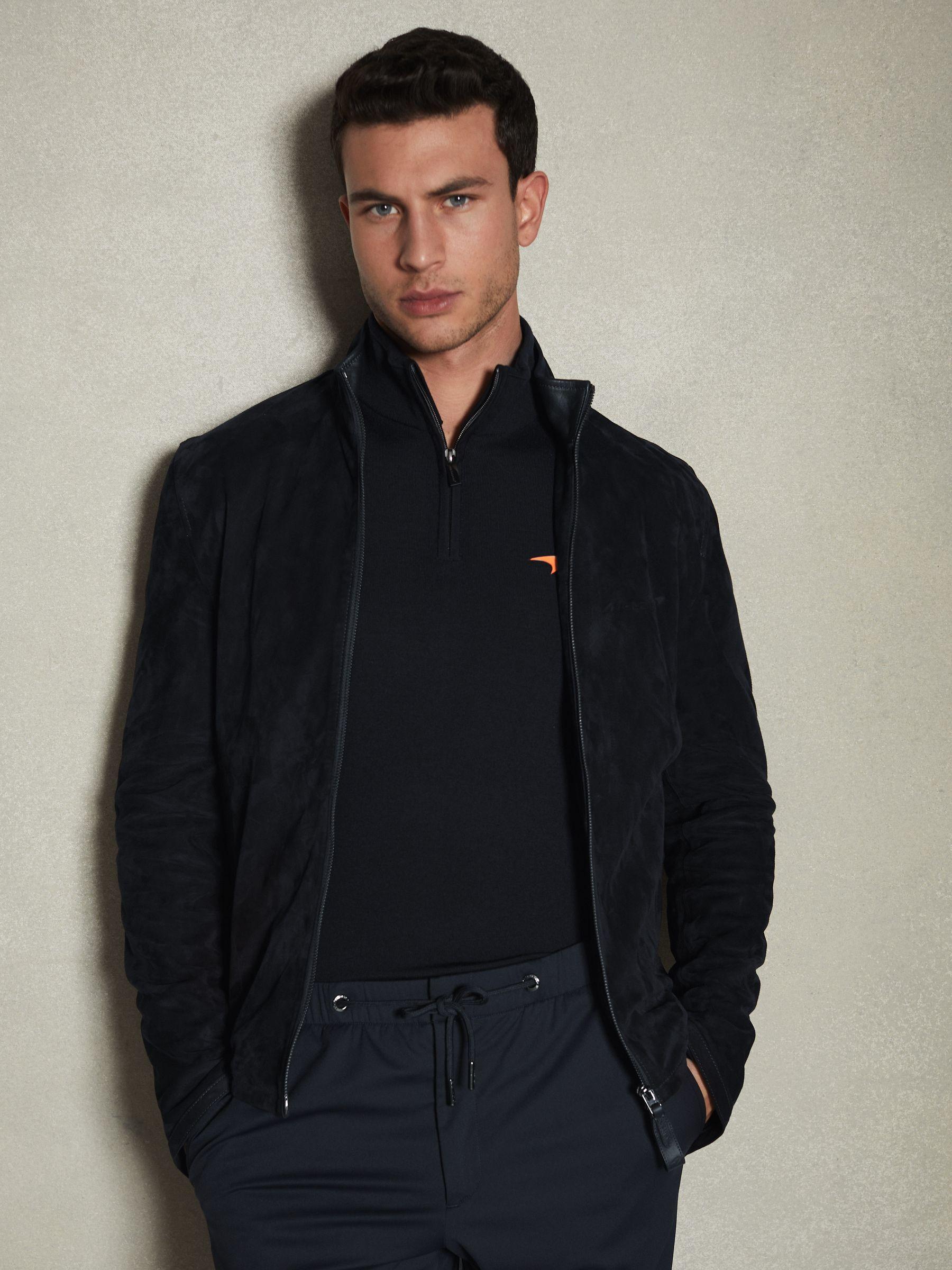 McLaren F1 Suede Zip-Through Jacket in Navy Product Image