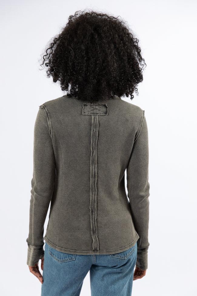 Make Your Choice Black Acid Wash Waffle Fitted Tee SALE Product Image