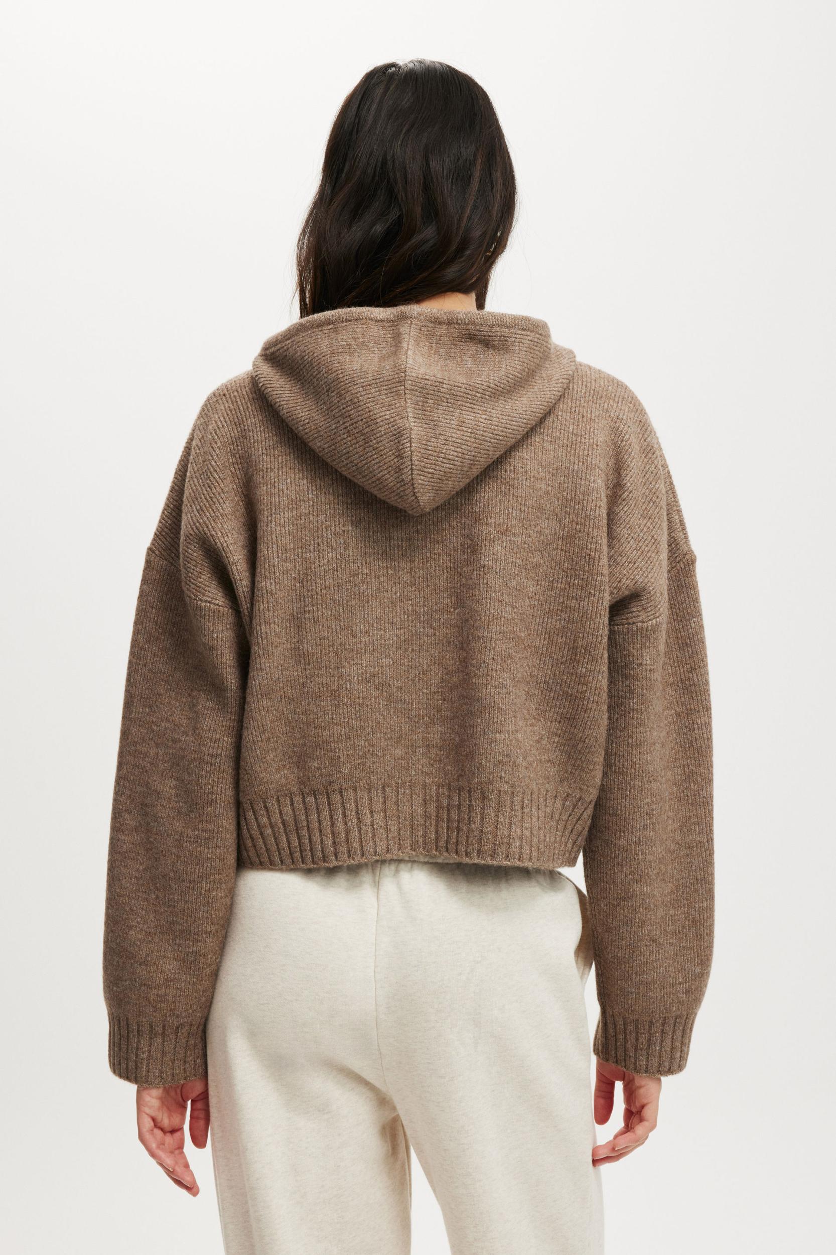 Luxe Cropped Knit Hoodie Product Image