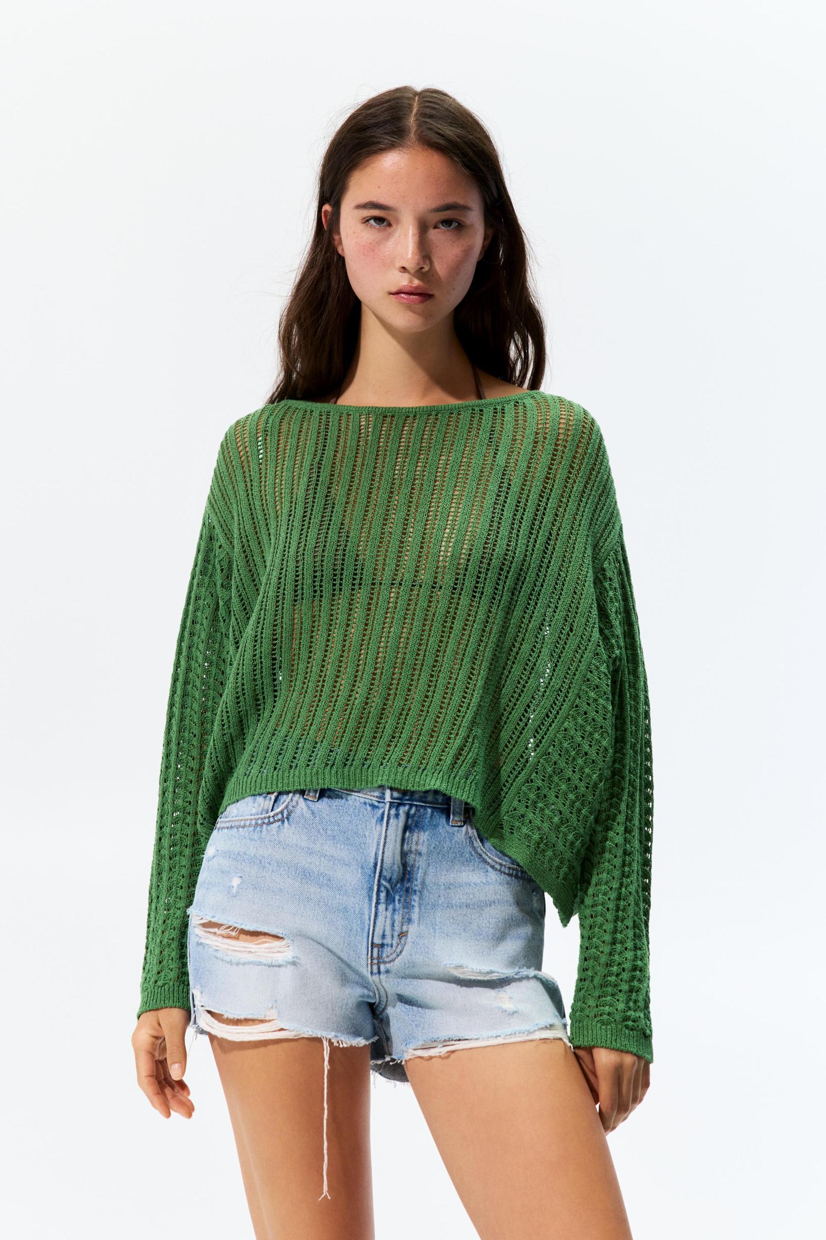 Green crochet sweater Product Image