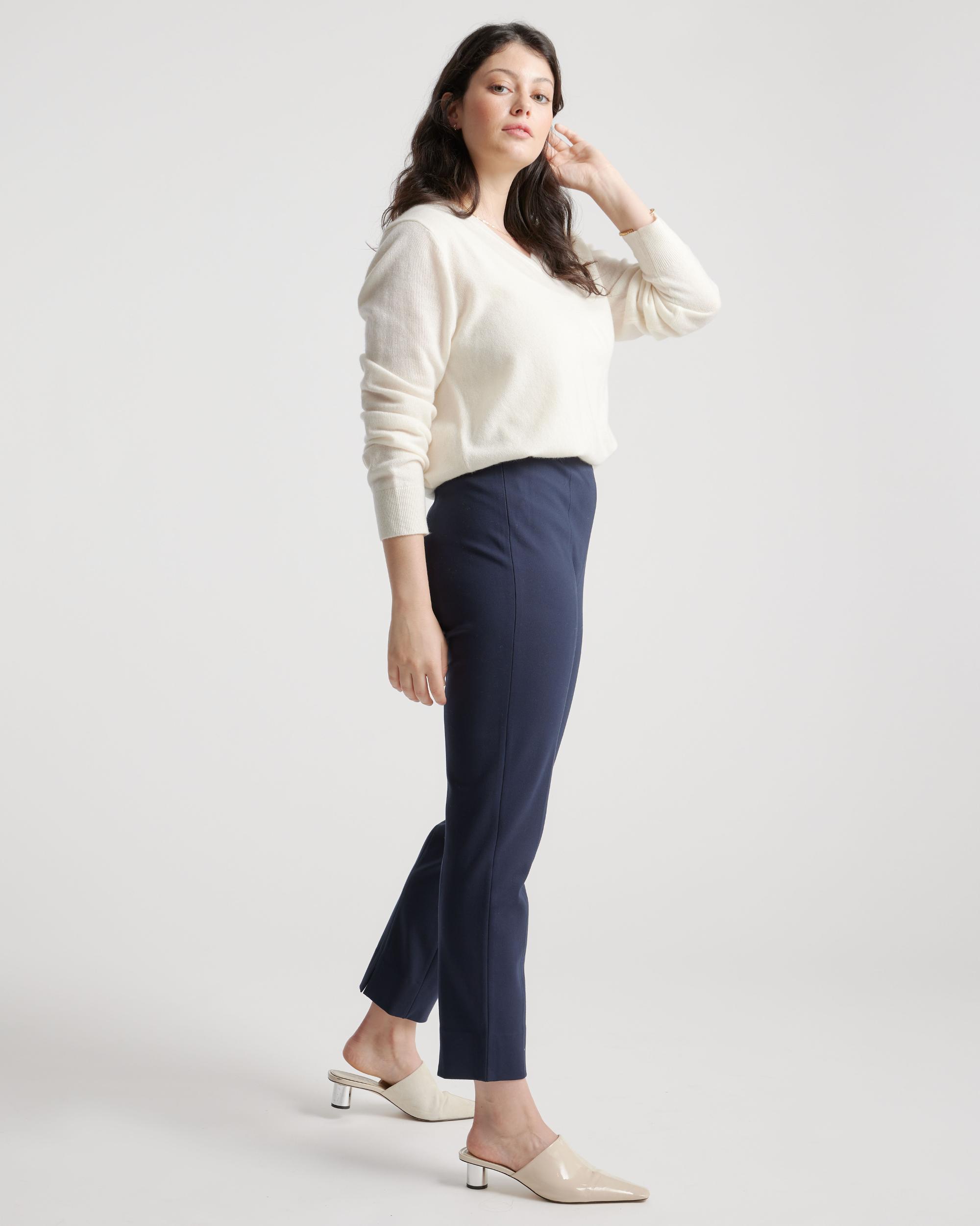 Quince | Women's Ultra-Stretch Ponte Pintuck Ankle Pants Rayon Product Image