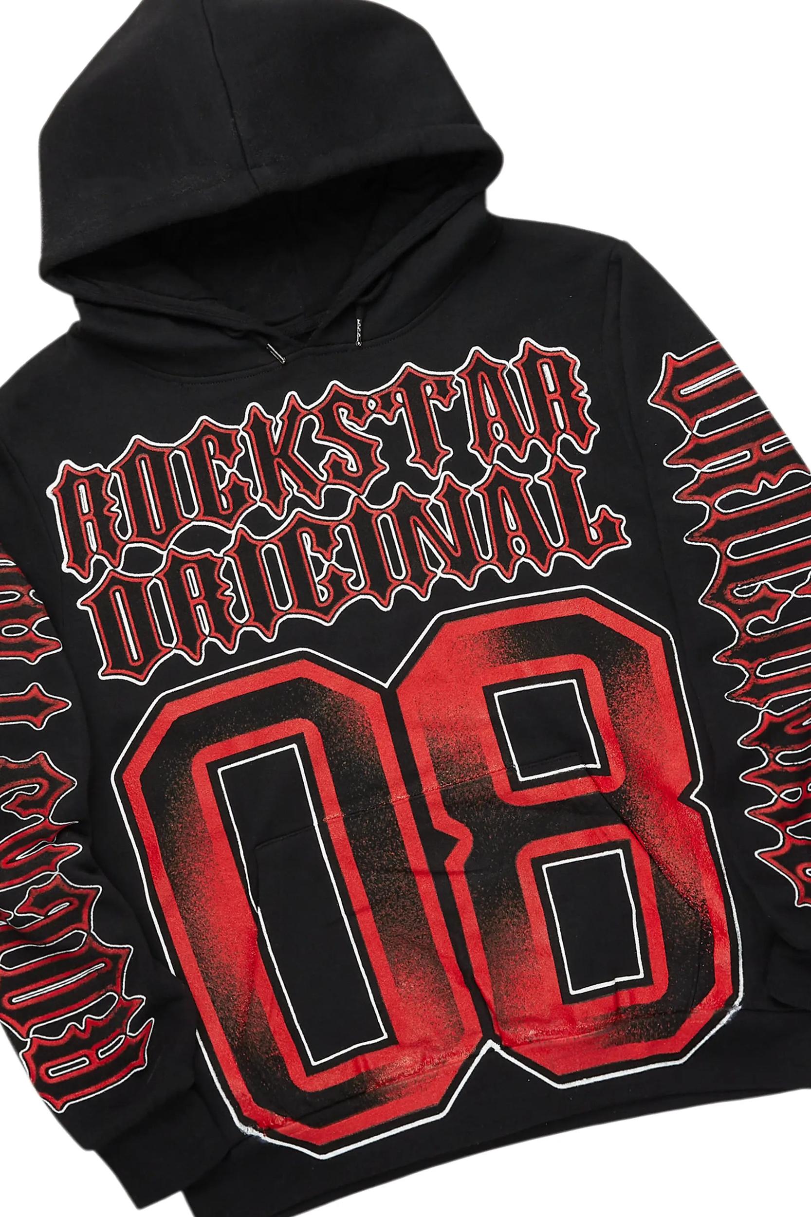 Alim Black/Red Hoodie/Baggy Track Pant Set Male Product Image