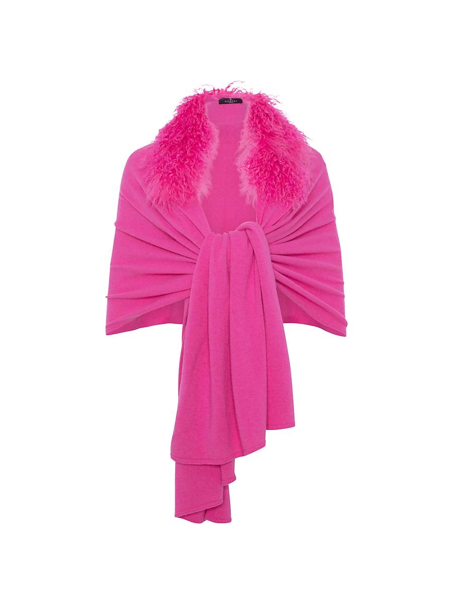 Womens Stole with Select Mongolian Lamb Trim Product Image