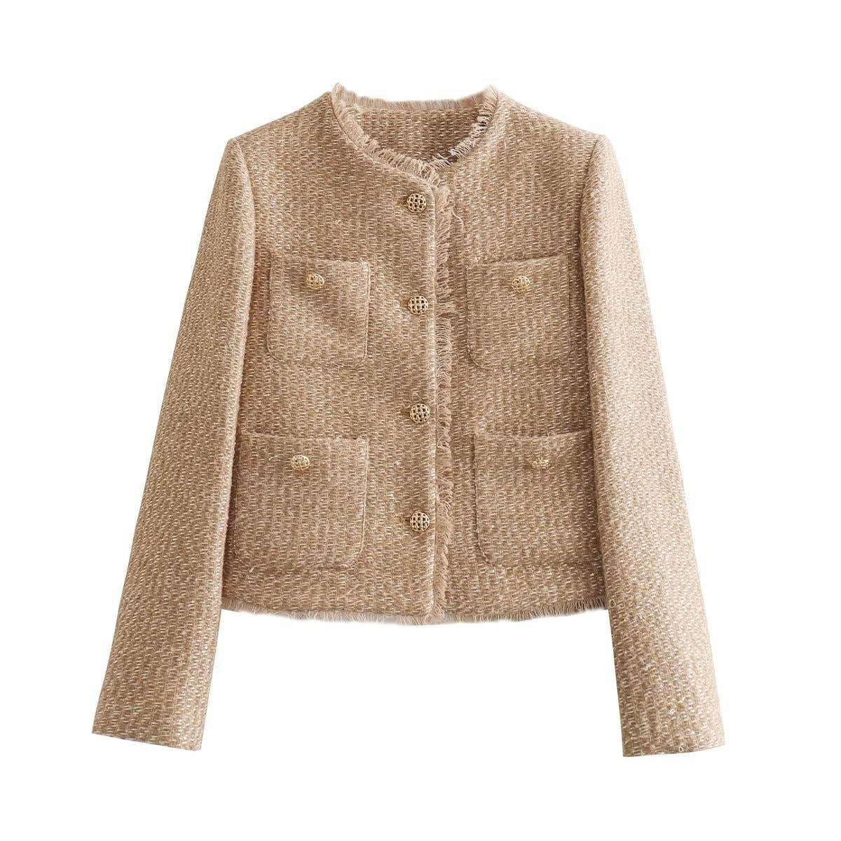Elegant Vintage Pocket Cropped Jacket Product Image