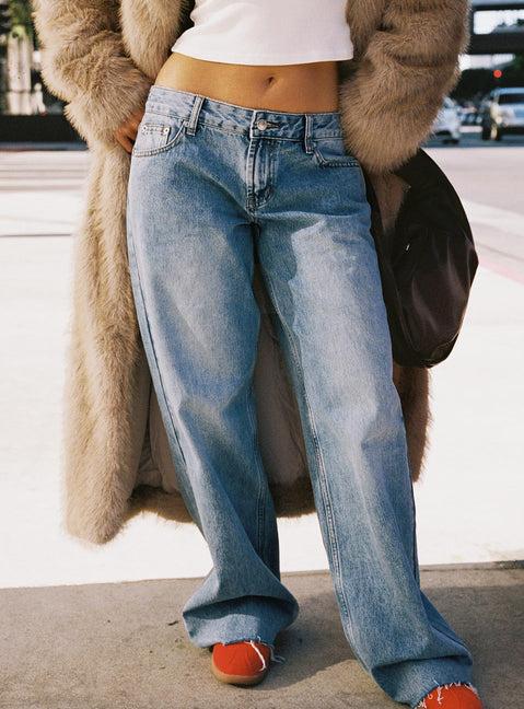 Sabryna Low Rise Straight Leg Jeans Blue Product Image