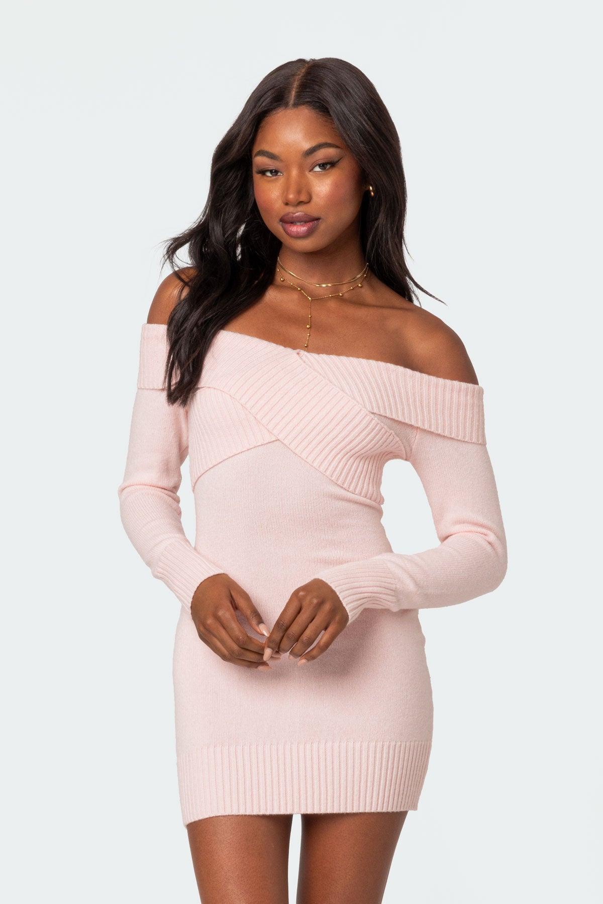 Criss Cross Knit Mini Dress Product Image