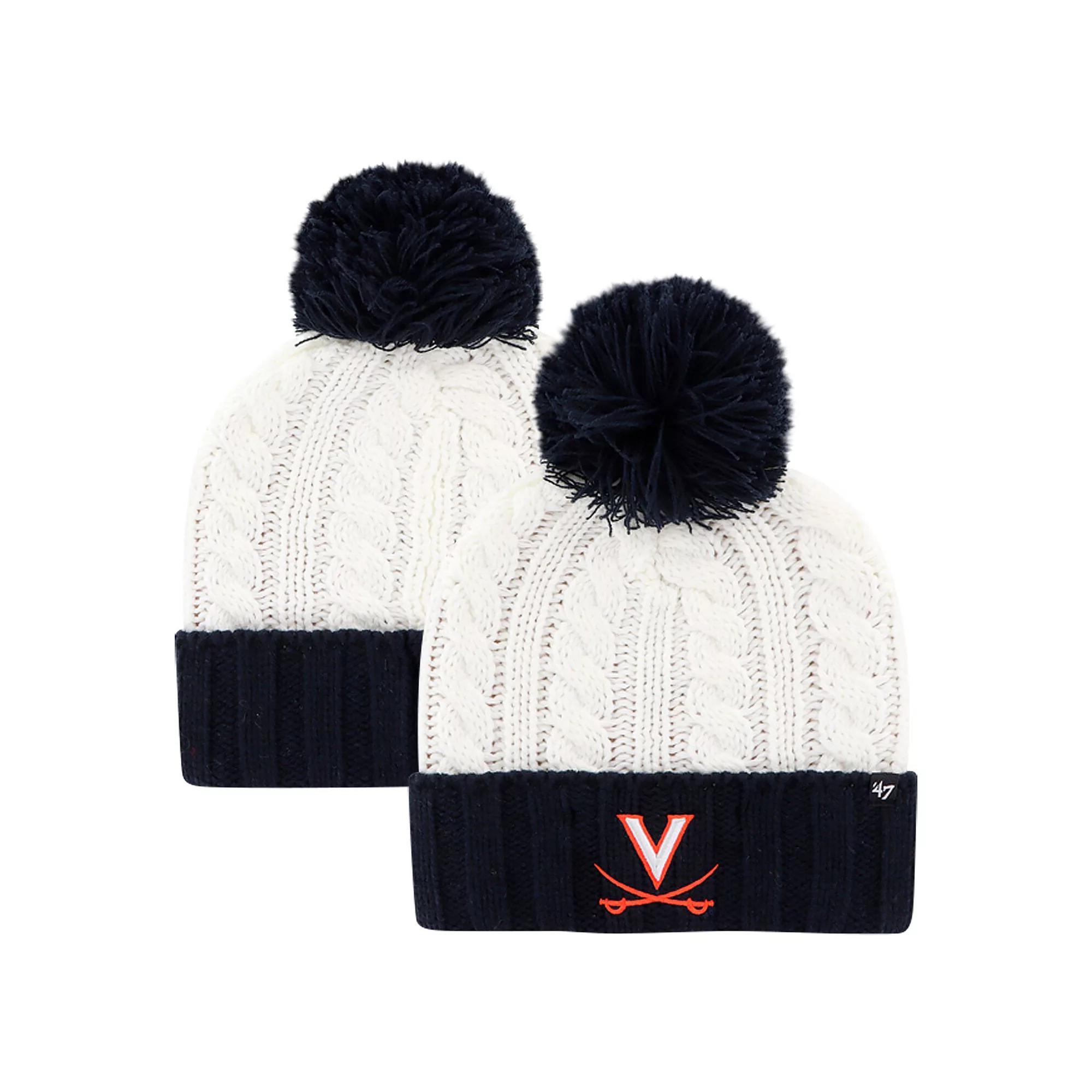 Women's '47 White Virginia Cavaliers Fireside Cuffed Knit Hat with Pom Product Image