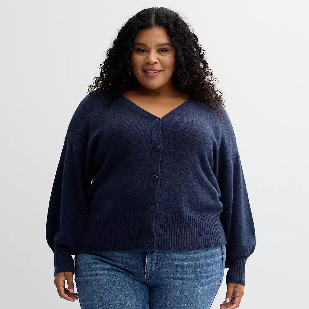 Plus Size Sonoma Goods For Life® Button-Front Cardigan, Women's, Size: 2XL, Velocity Blue Product Image