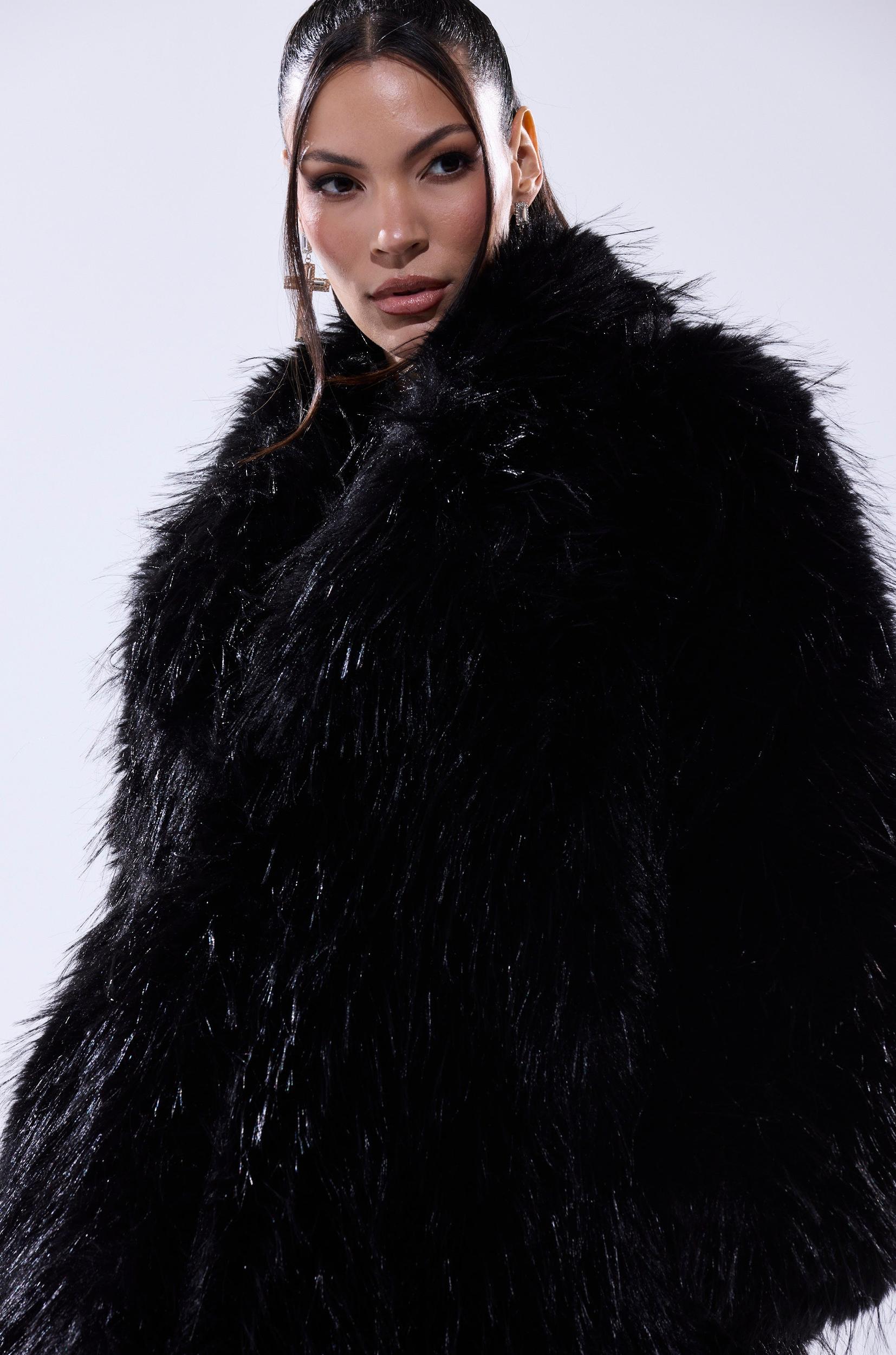 TSUNAMI FAUX FUR COAT IN BLACK Product Image