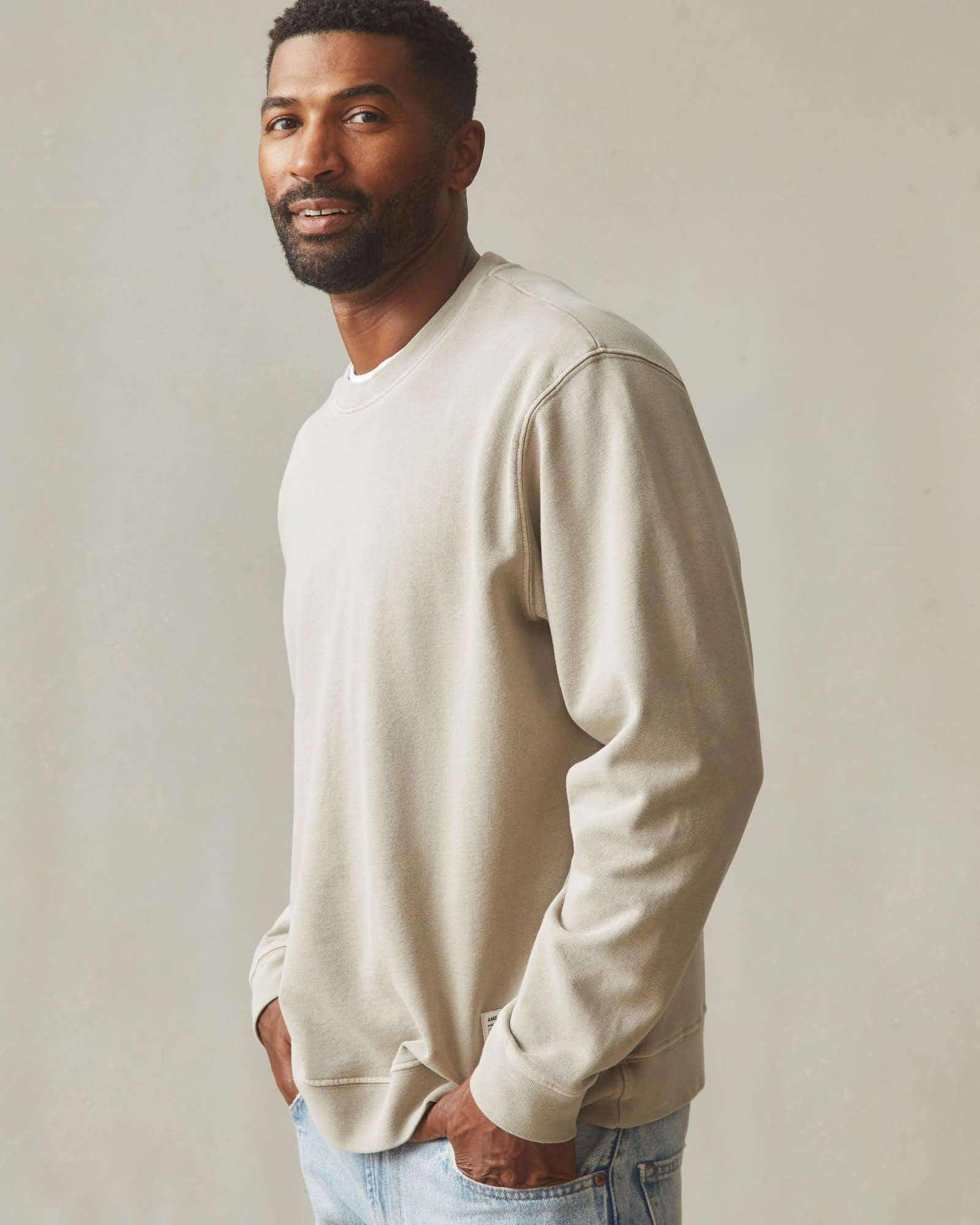 Men's Vintage Wash Relaxed French Terry Crew - Sand Product Image