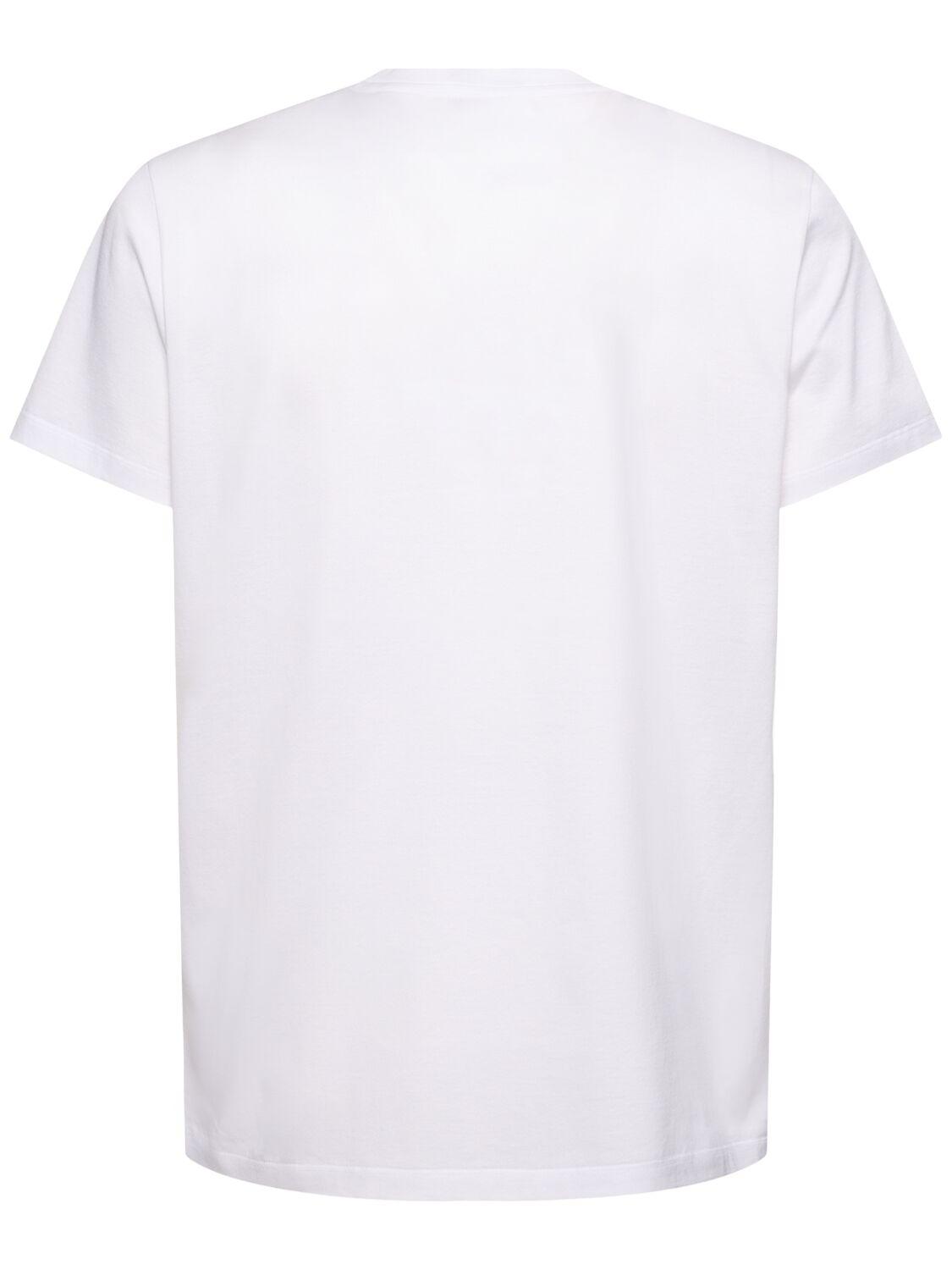 MONCLER Mens White Brand-patch Short-sleeve Pack Of Three Cotton-jersey T-shirt Product Image