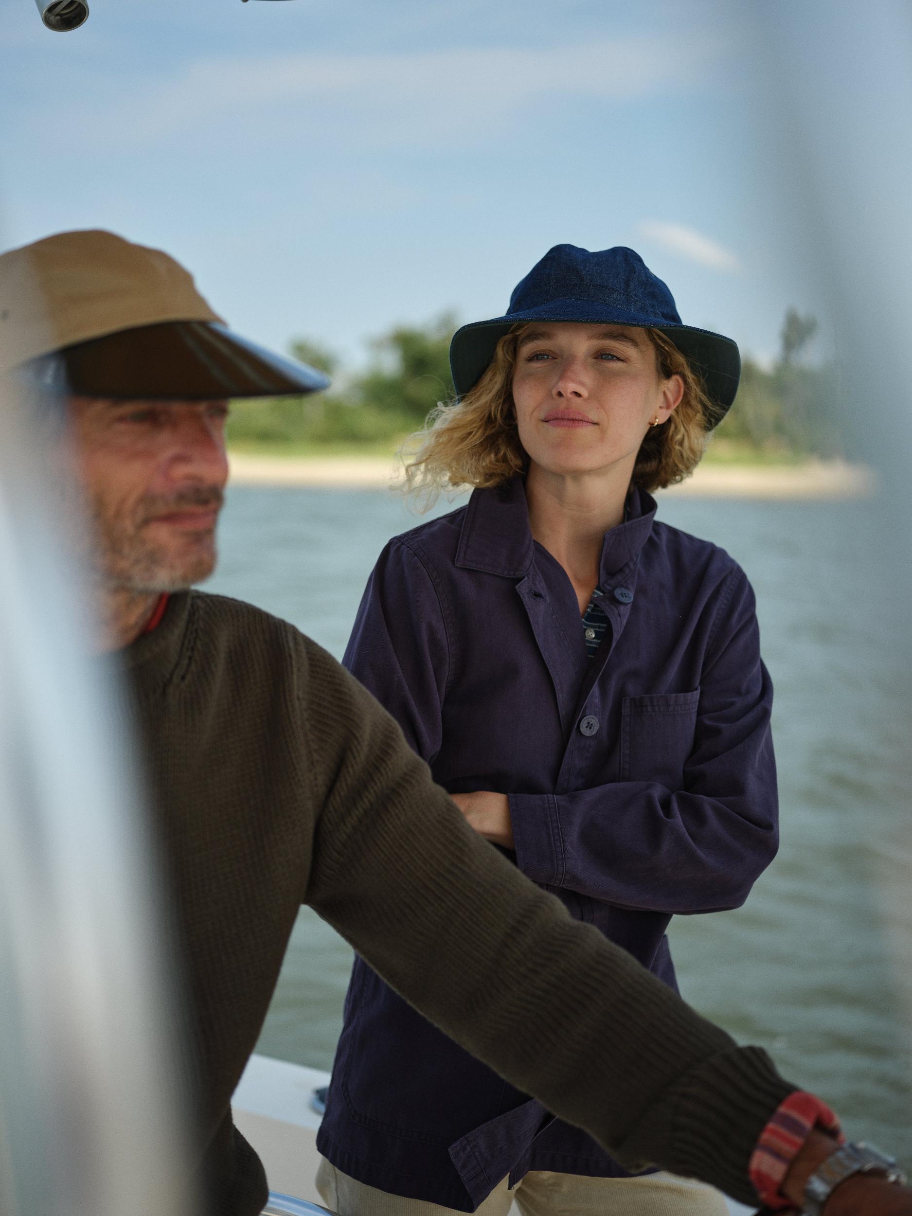 Women's French Workman’s Jacket in Navy Herringbone Product Image