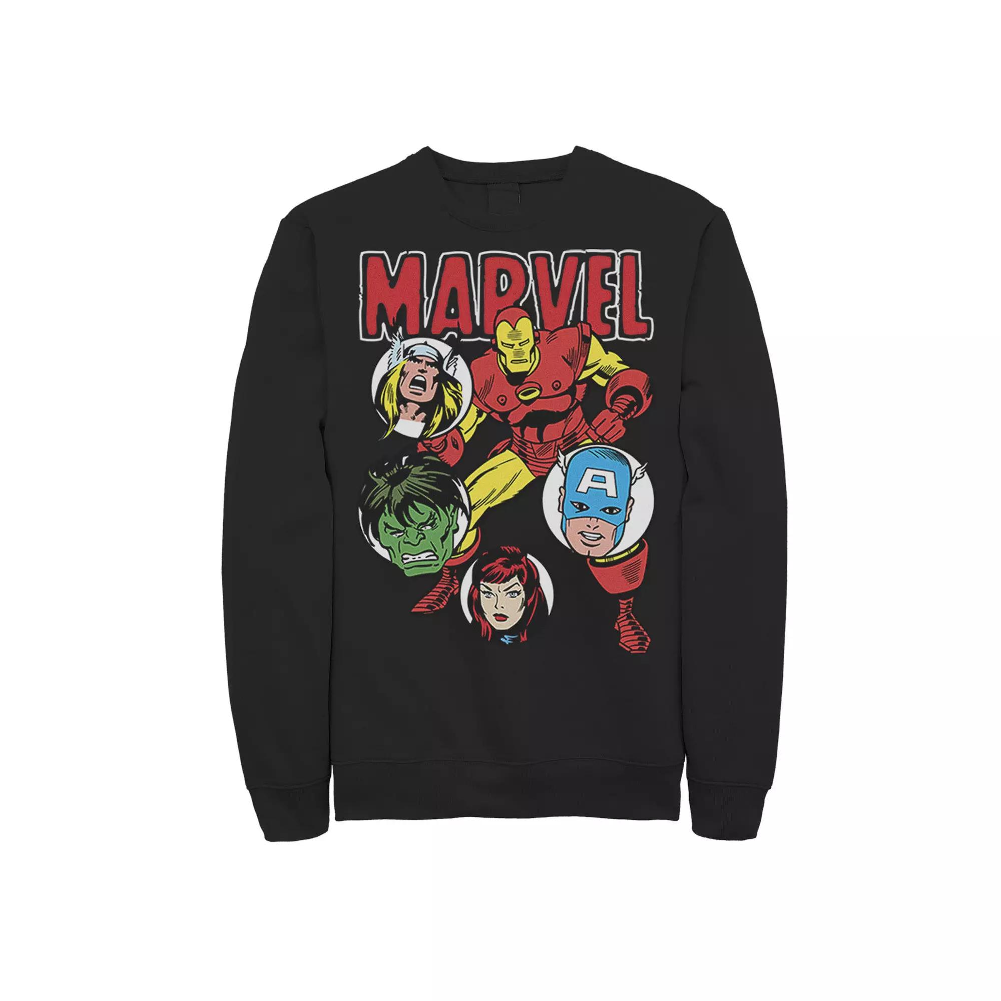 Men's Marvel Avengers Classic Group Shot Circles Sweatshirt, Size: XXL, Black Product Image