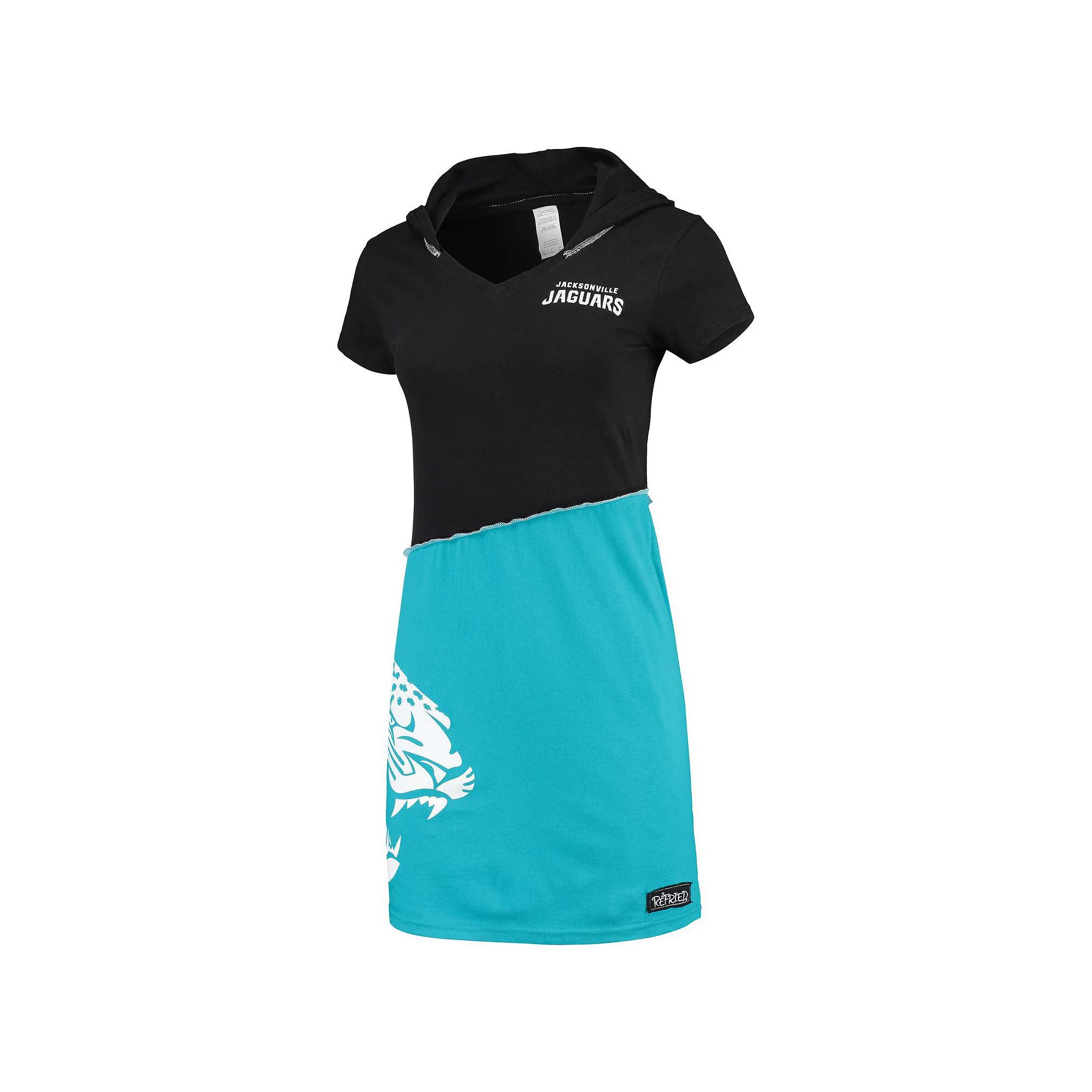 Women's Refried Apparel Black/Teal Jacksonville Jaguars Sustainable Hooded Mini Dress,  Product Image