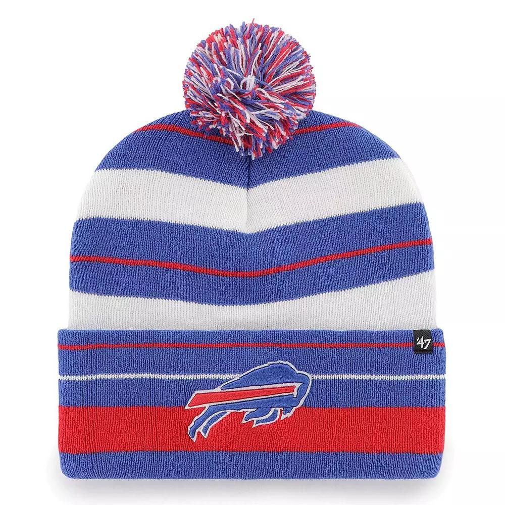 Men's '47 Royal Buffalo Bills Powerline Cuffed Knit Hat with Pom, Blue Product Image
