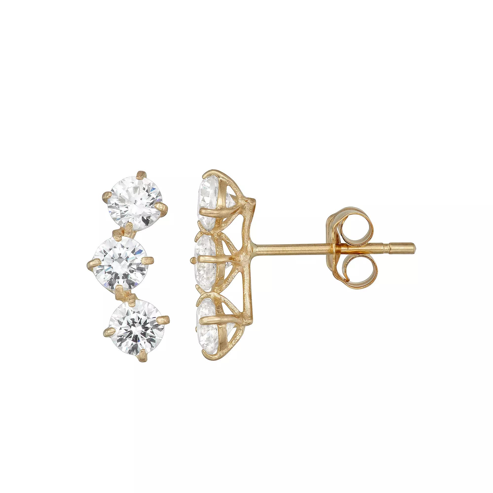 Taylor Grace 10k Gold Cubic Zirconia Crawler Stud Earrings, Women's Product Image