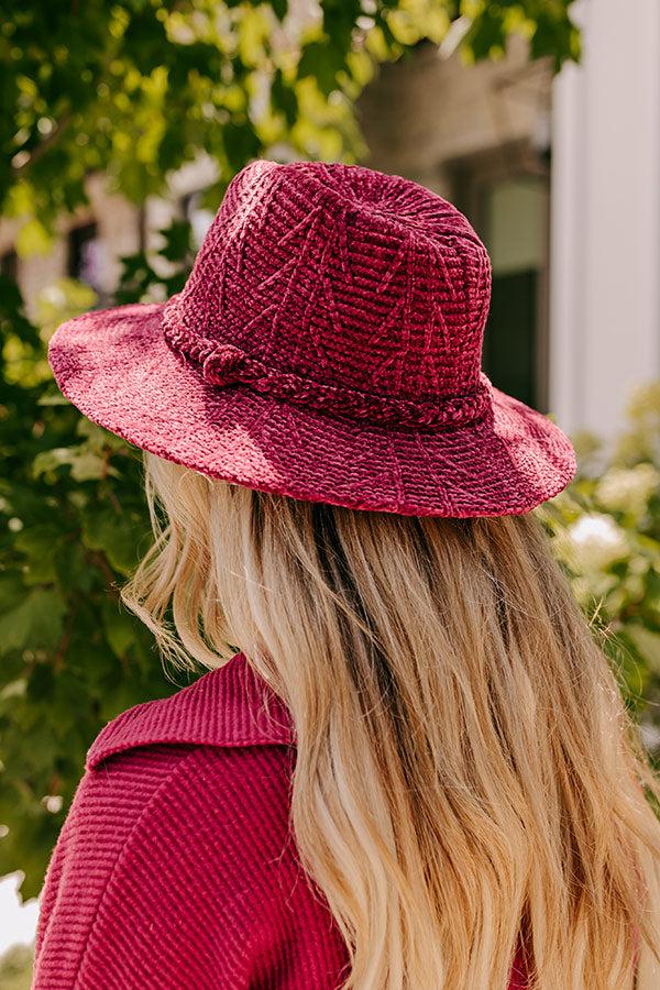 Fall Dreaming Chenille Woven Fedora in Wine Product Image