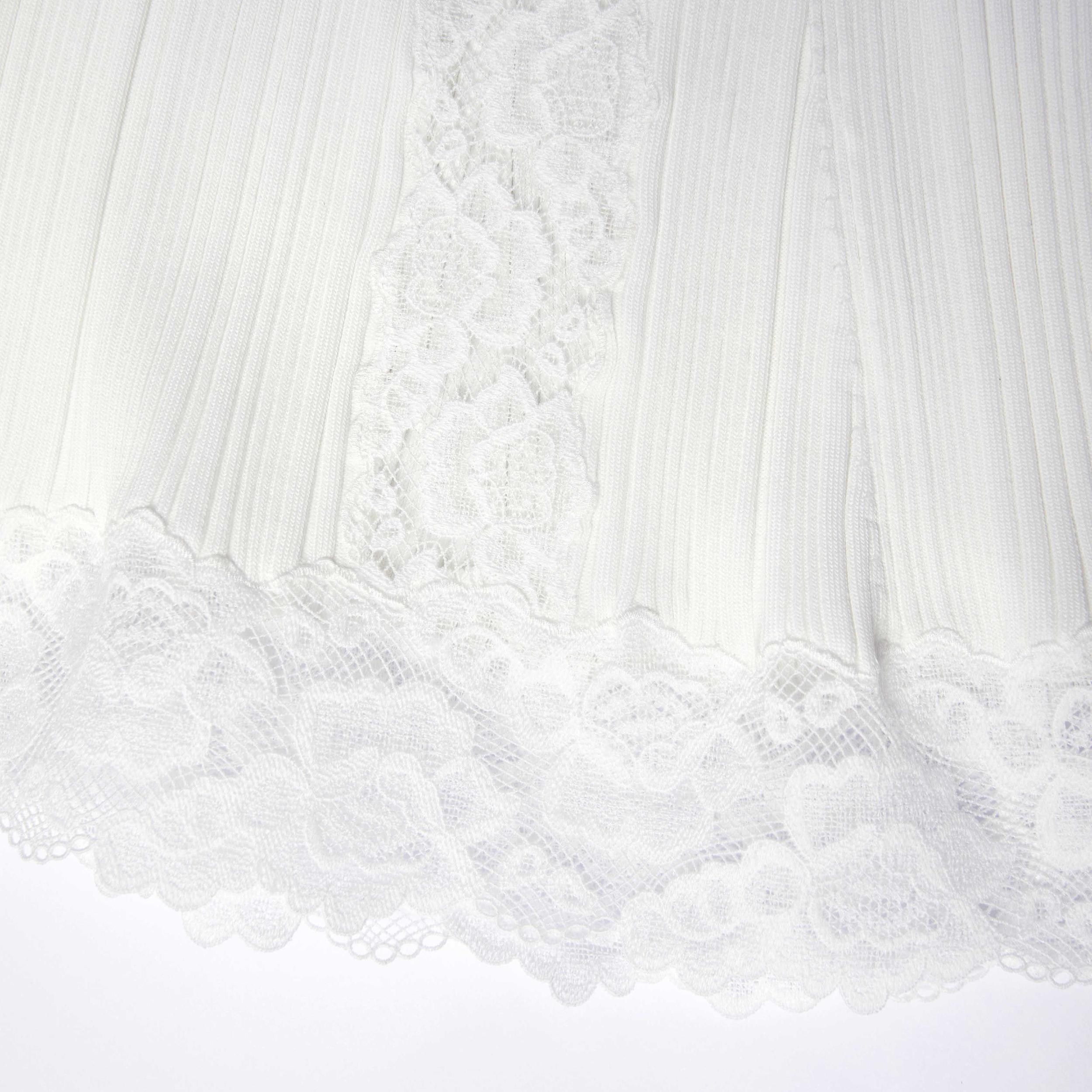 White Knit Lace Insert Midi Dress Product Image