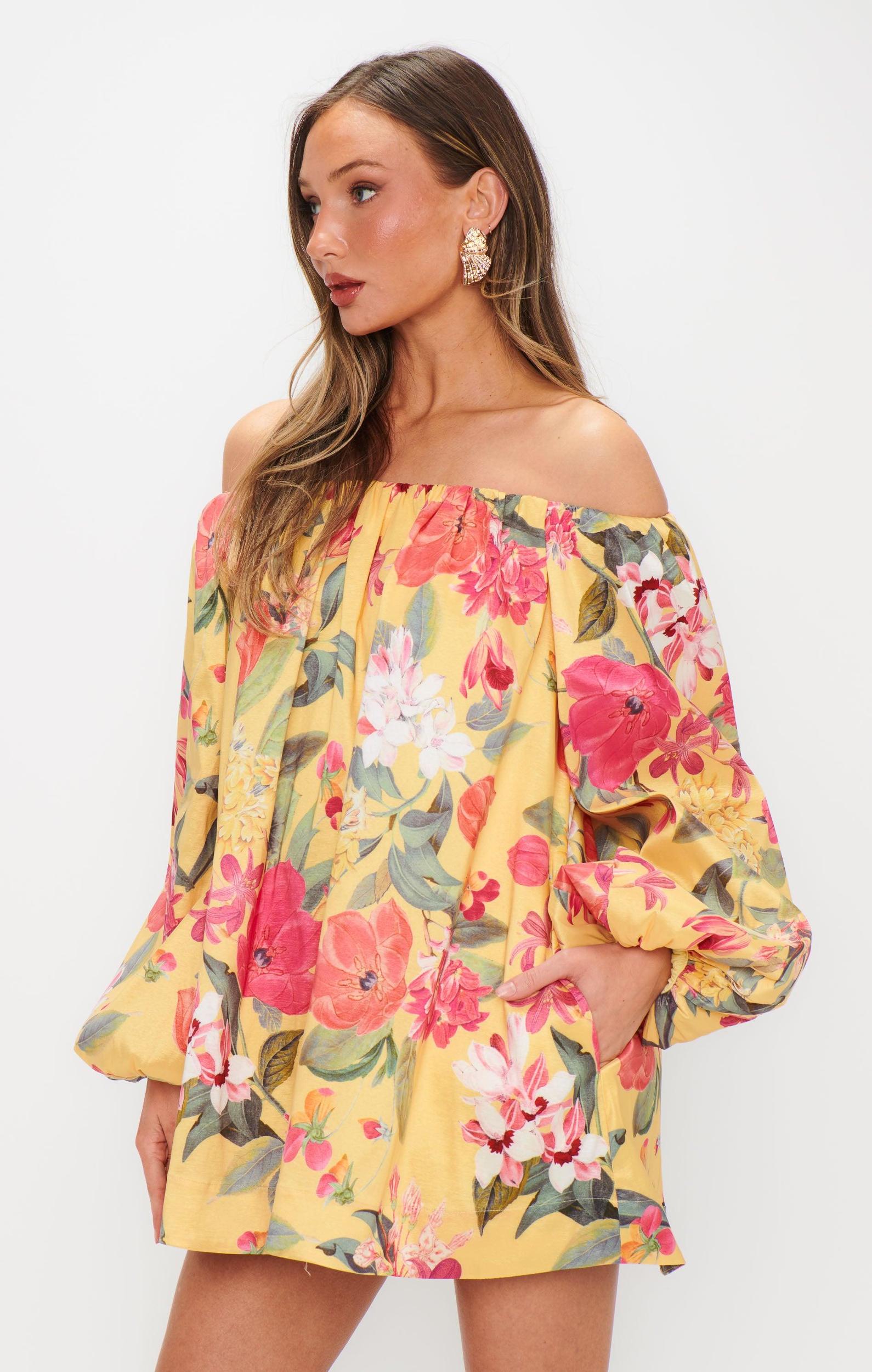 Brenna Mini Dress ~ Mimosa Floral Taffeta Product Image