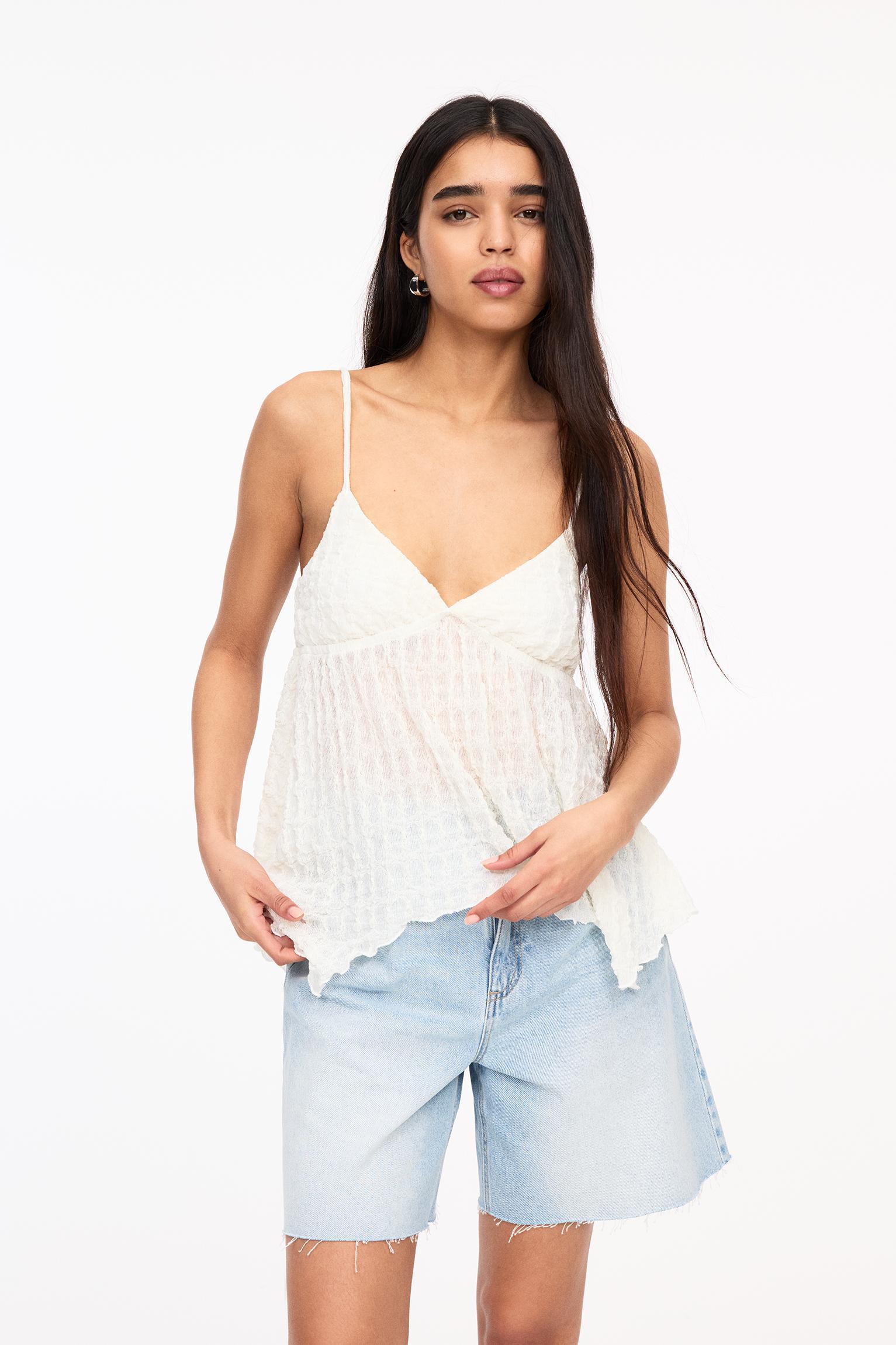 Textured strappy top Product Image