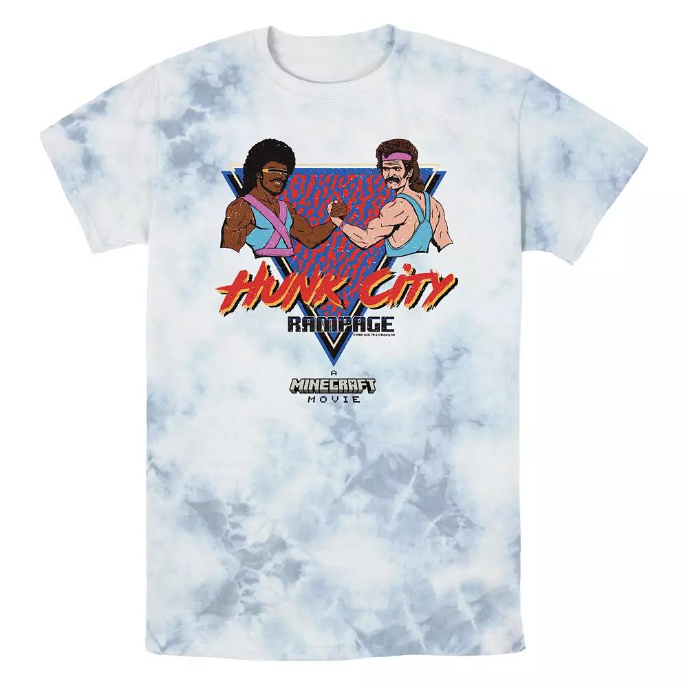 Men's Minecraft Movie Hunk City Rampage Poster Bombard Wash Graphic Tee,  Product Image